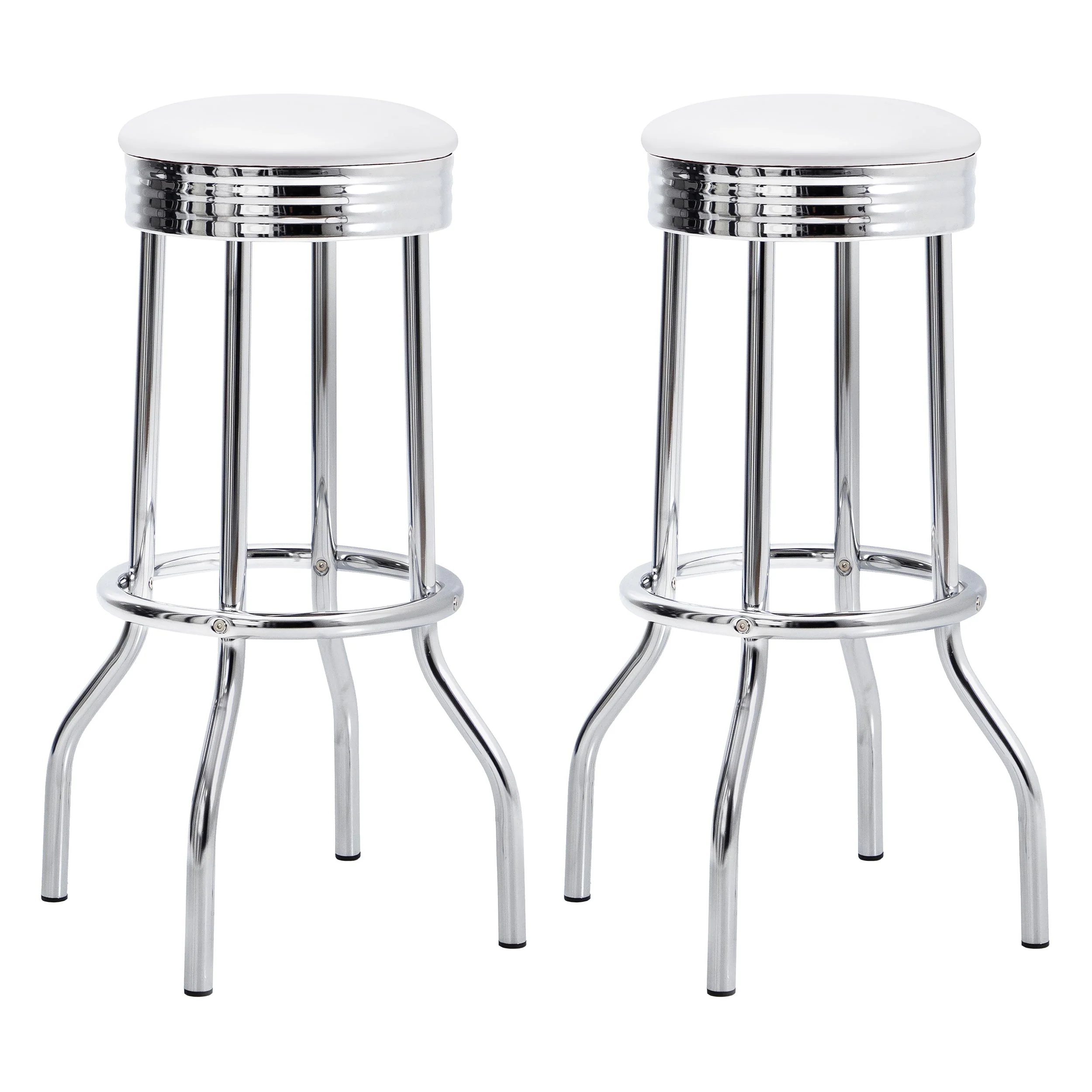 Retro Upholstered Metal Swivel Bar Stool (Set of 2) - Image 4