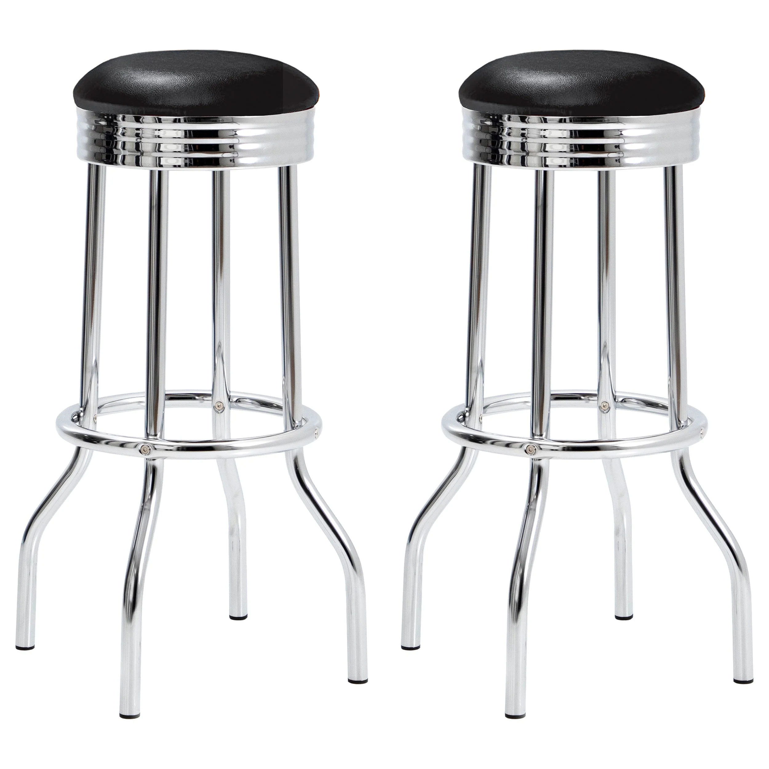 Retro Upholstered Metal Swivel Bar Stool (Set of 2) - Image 5