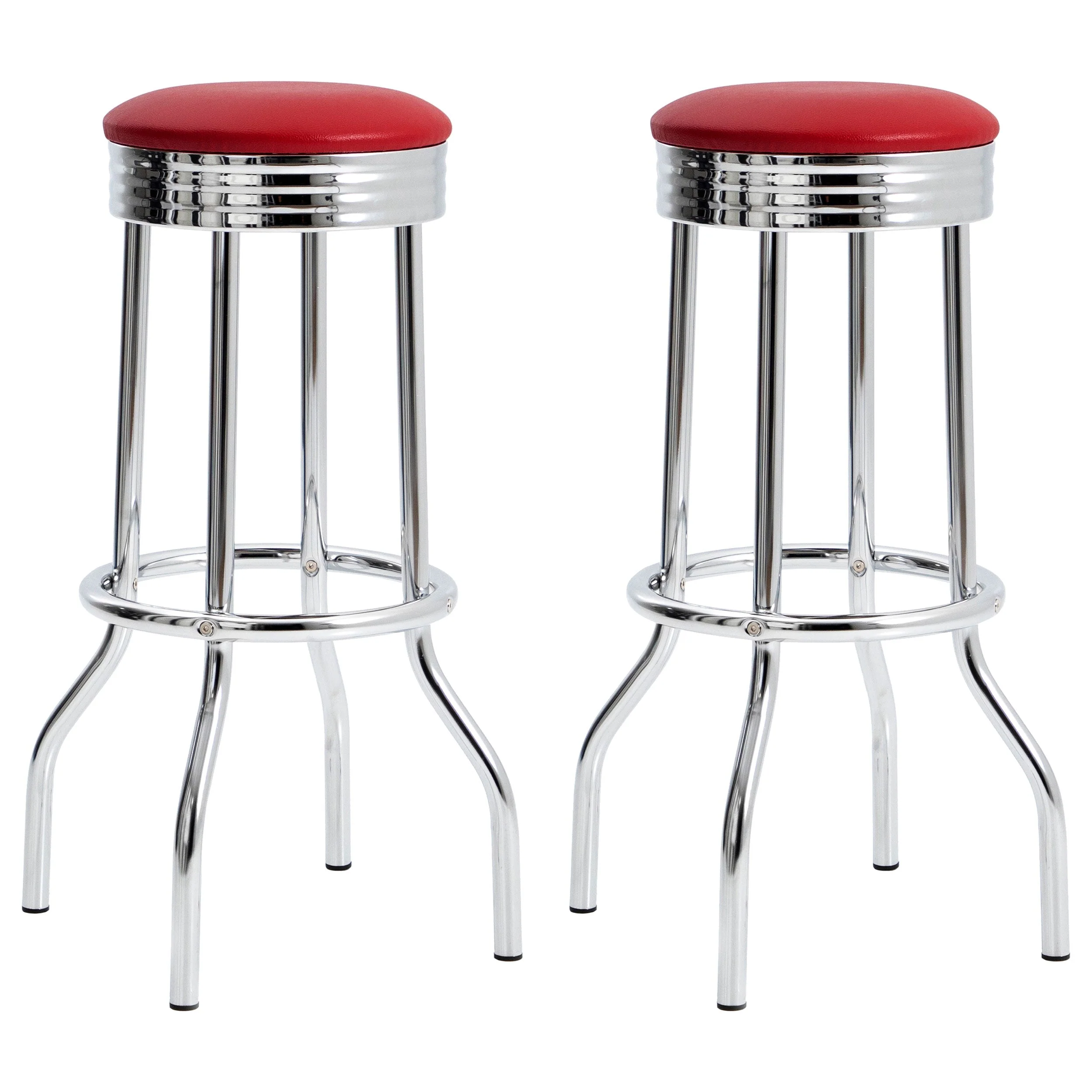 Retro Upholstered Metal Swivel Bar Stool (Set of 2) - Image 6