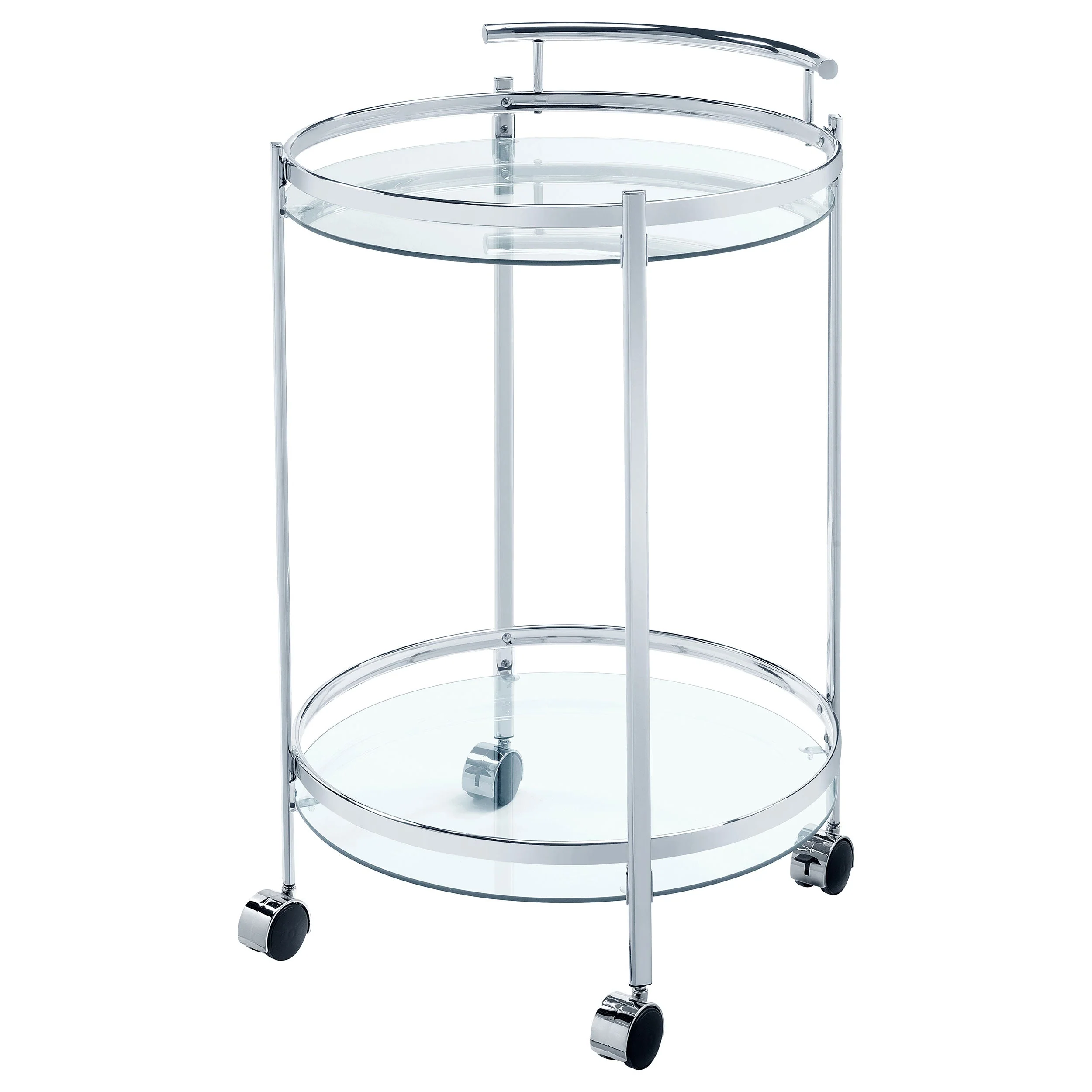 Chrissy Round Glass Shelf Metal Bar Cart Chrome - Image 5