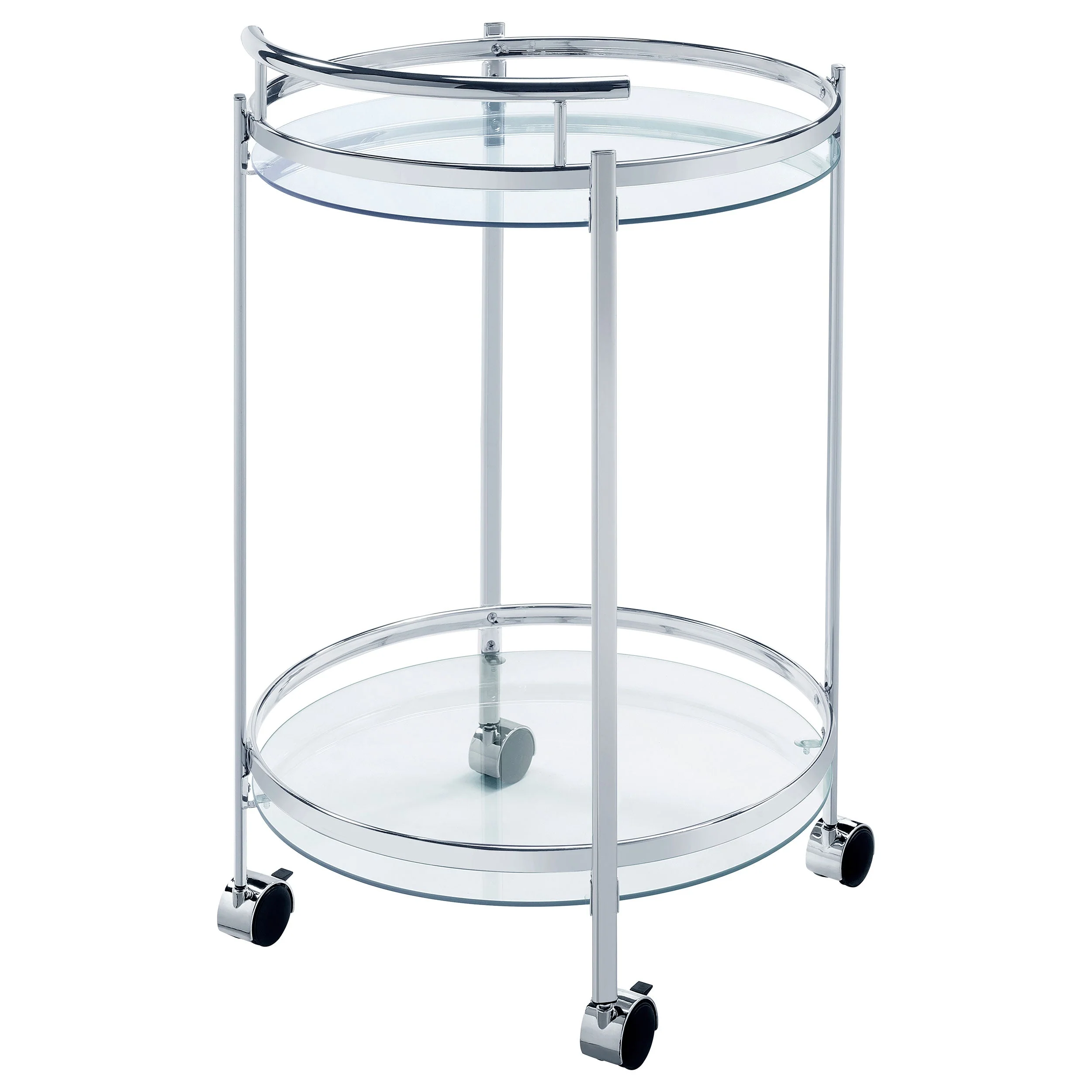 Chrissy Round Glass Shelf Metal Bar Cart Chrome - Image 9