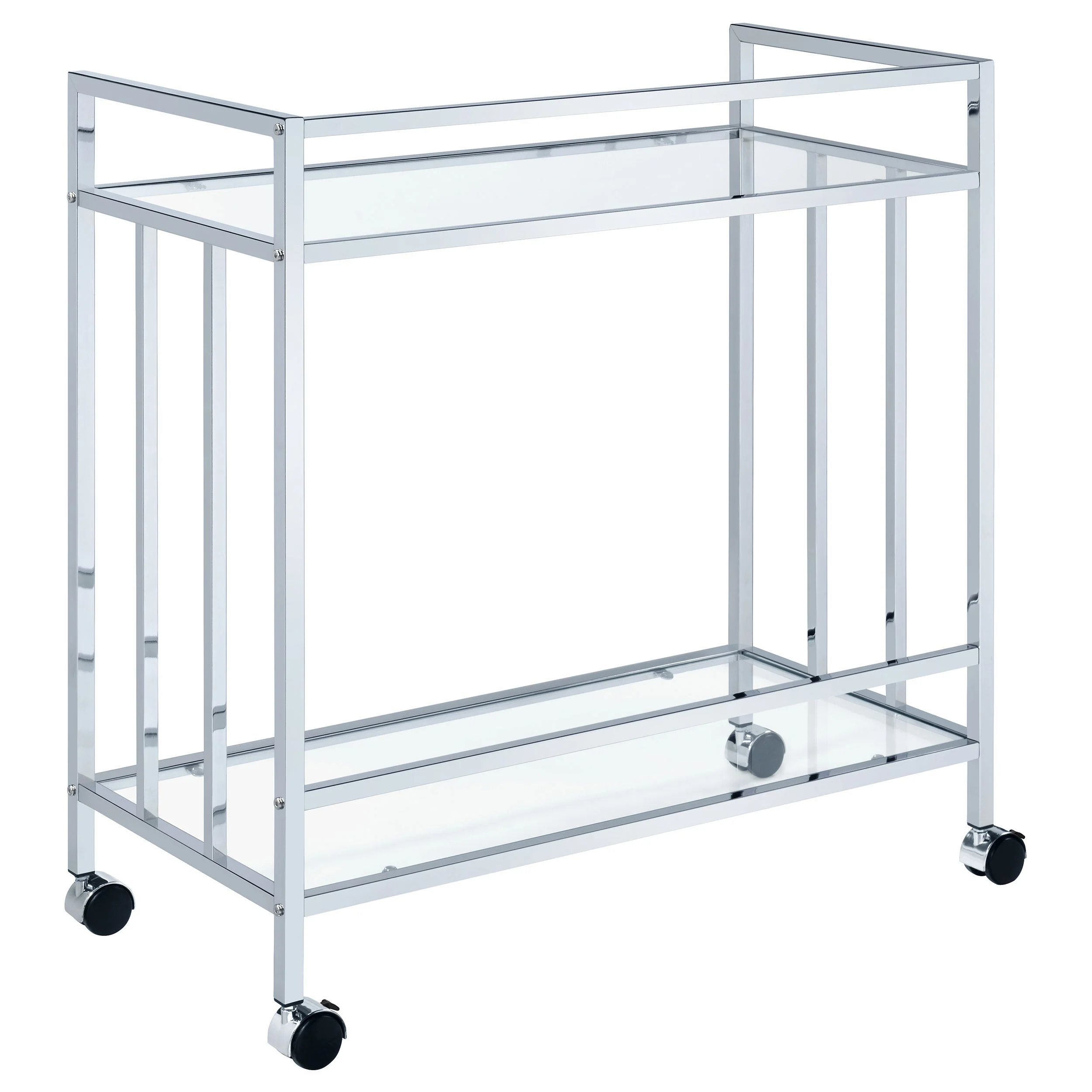 Cara 2-tier Rectangular Glass Shelf Metal Bar Cart Brass - Image 12
