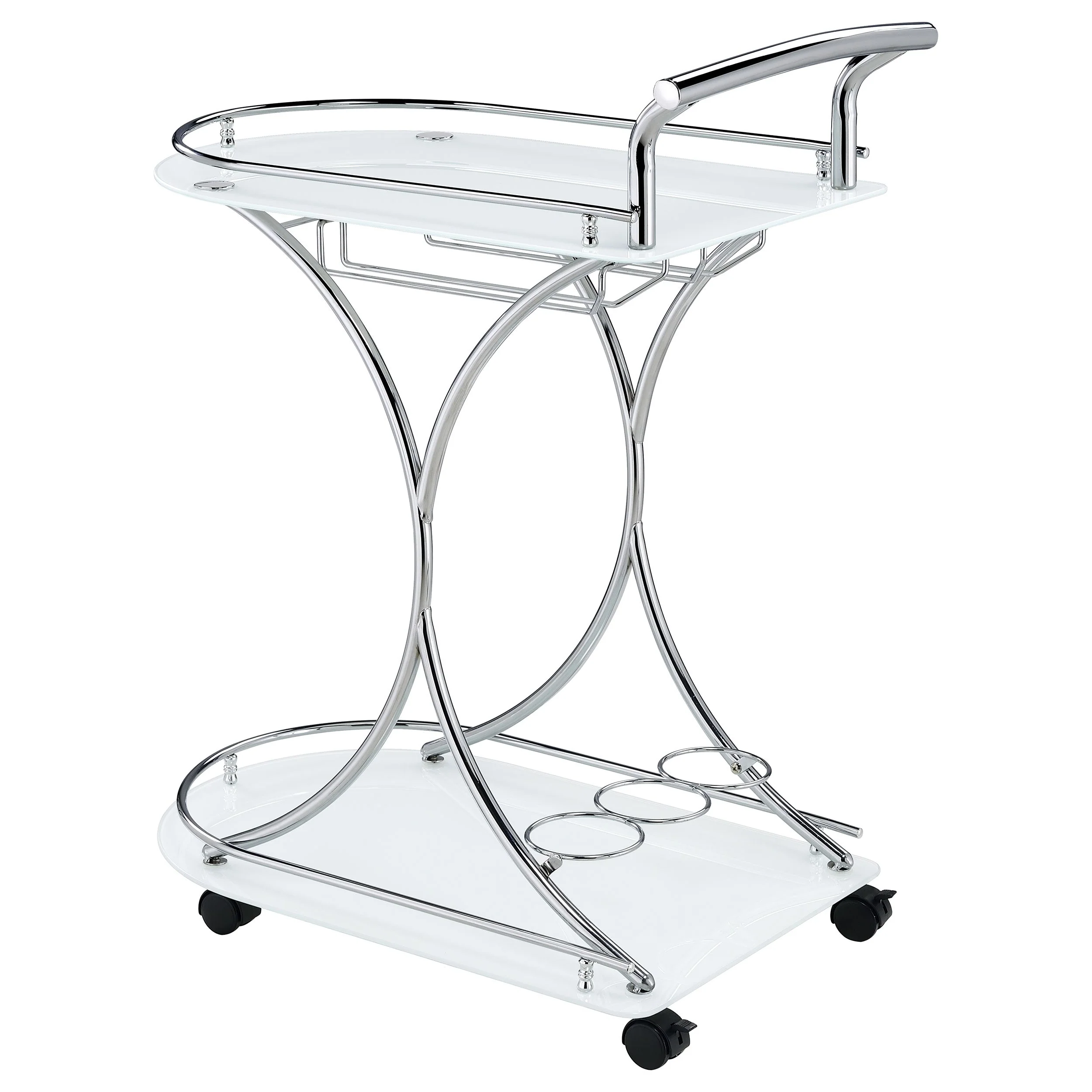 Elfman 2-tier Glass Shelf Metal Bar Cart - Image 14