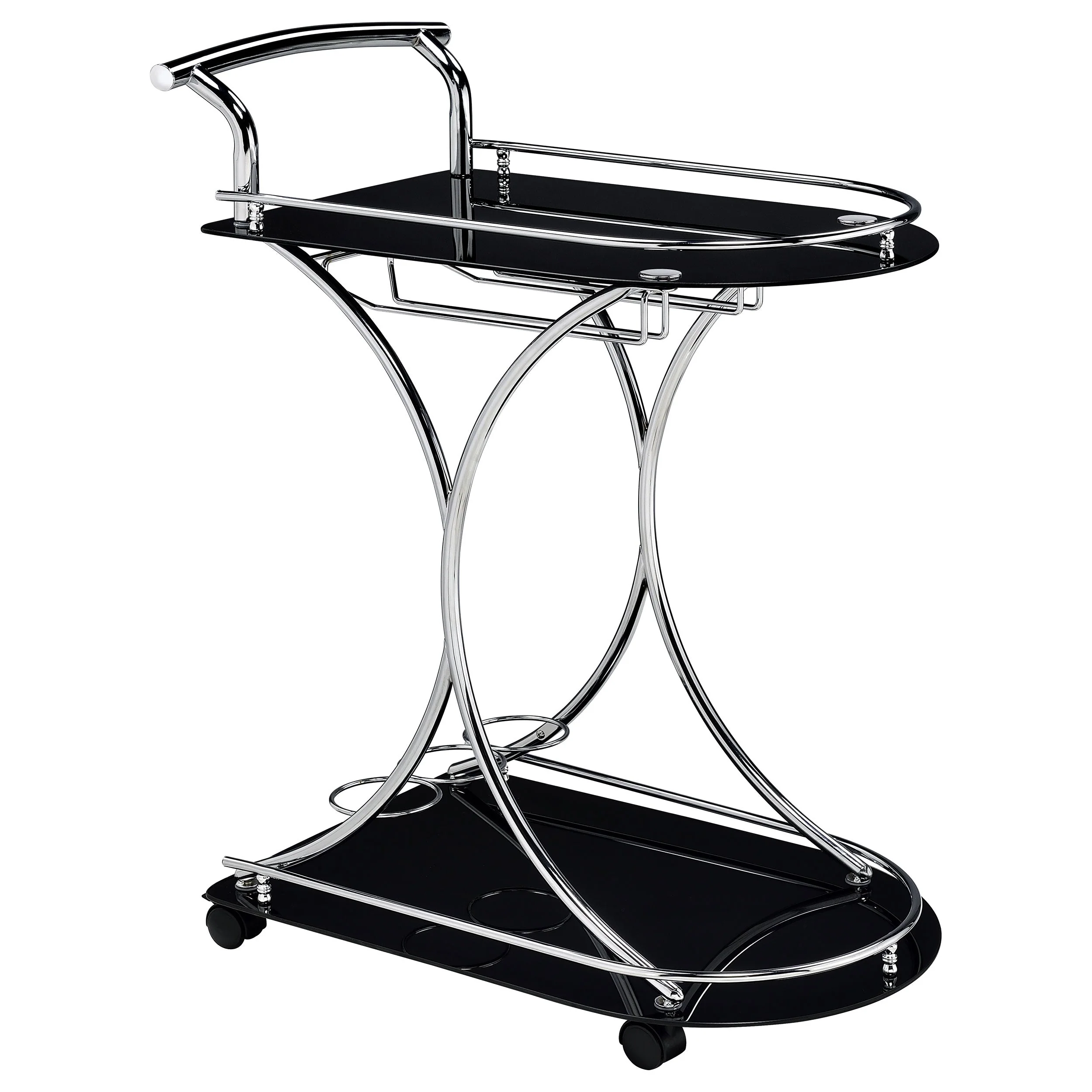 Elfman 2-tier Glass Shelf Metal Bar Cart - Image 3