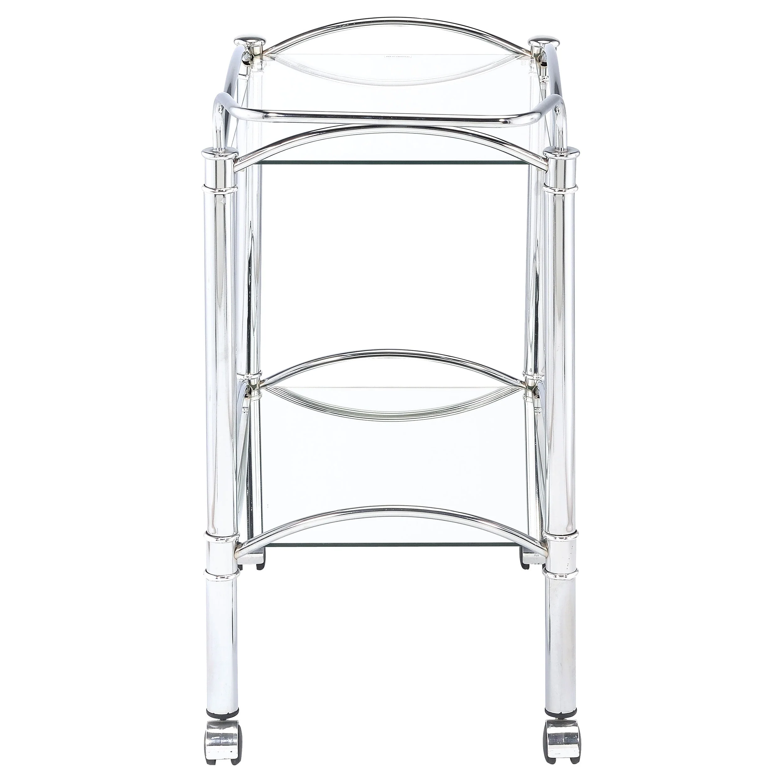 Shadix 2-tier Rectangular Glass Shelf Metal Bar Cart Chrome - Image 7