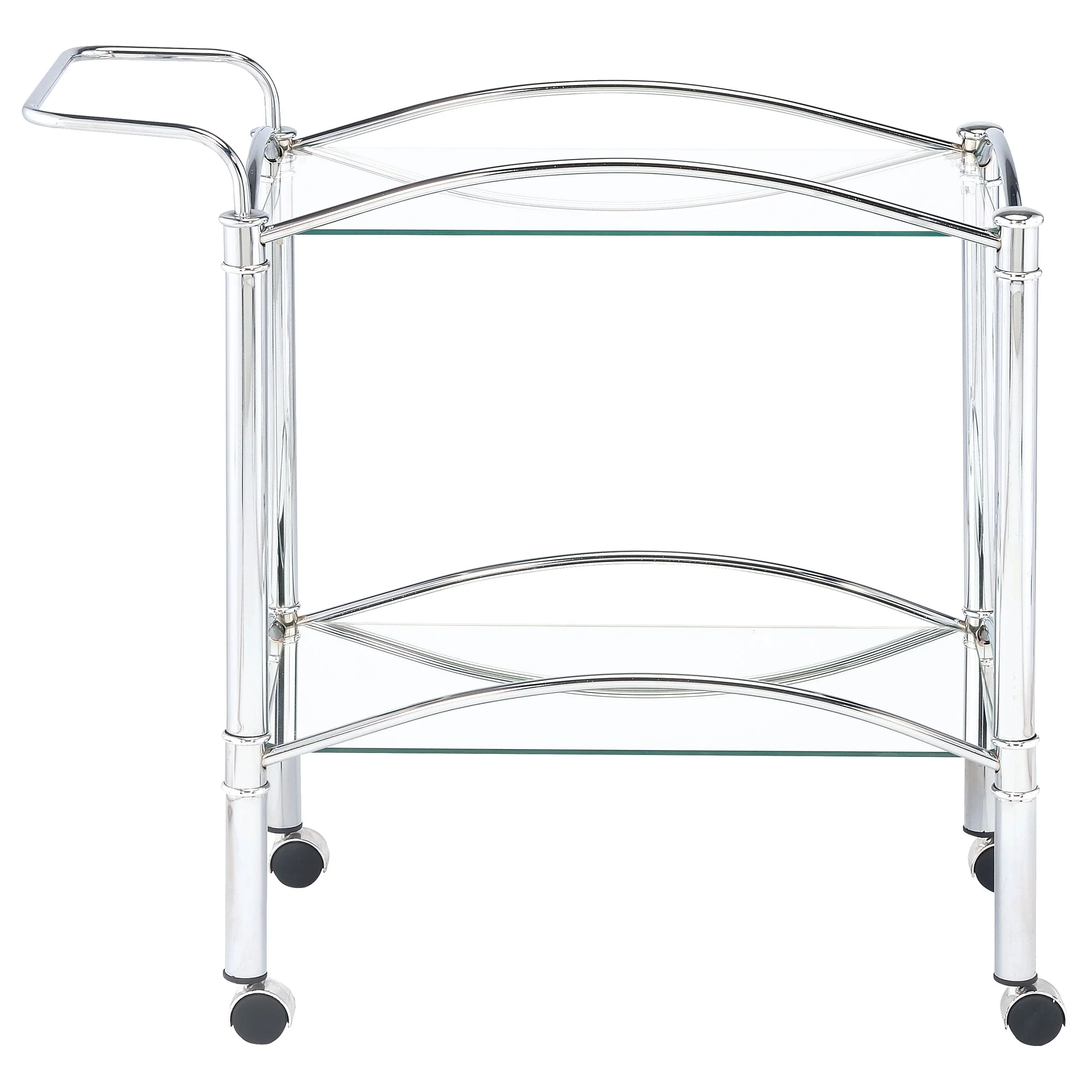 Shadix 2-tier Rectangular Glass Shelf Metal Bar Cart Chrome - Image 8