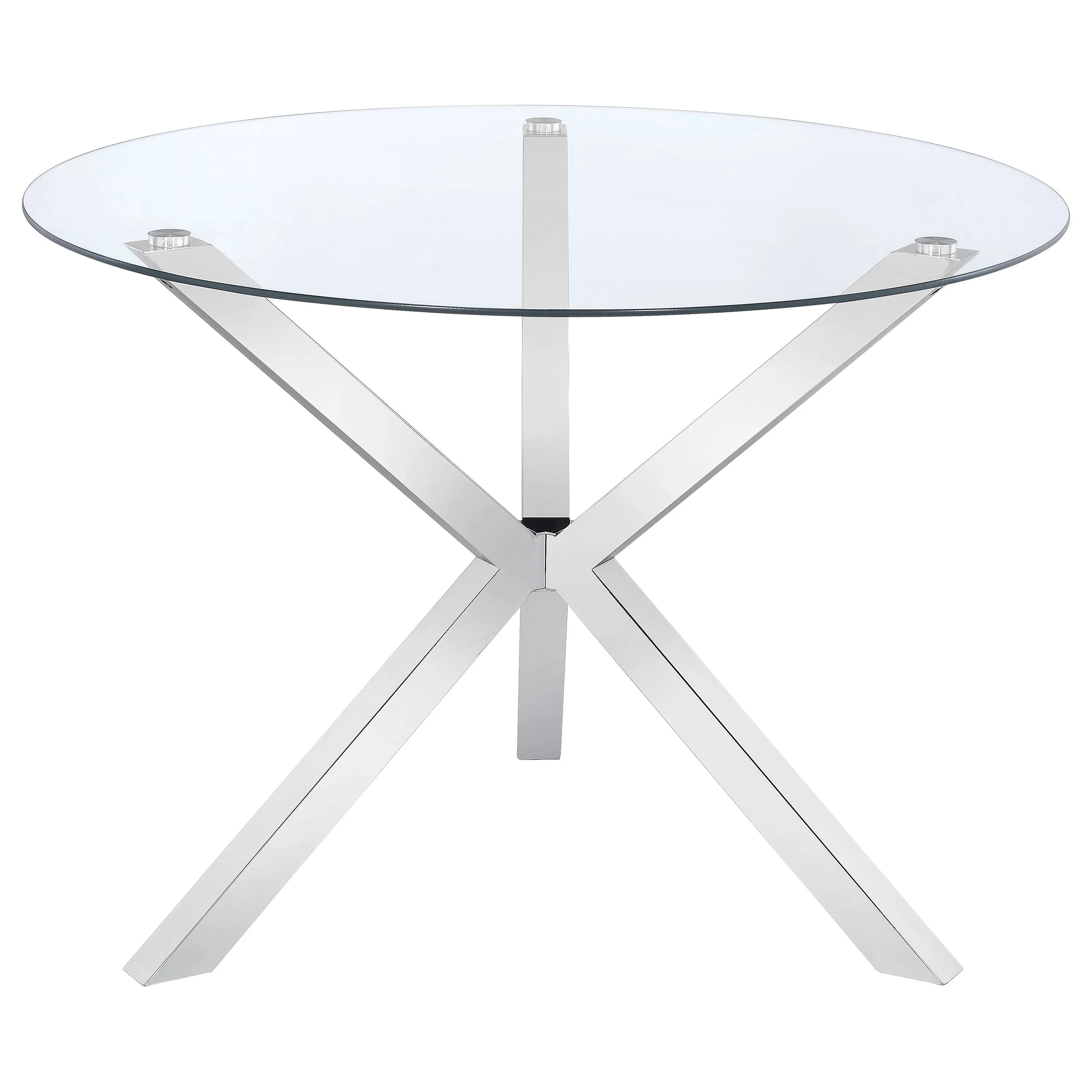 Vance Round 41-inch Glass Top Asterisk Dining Table Chrome - Image 4