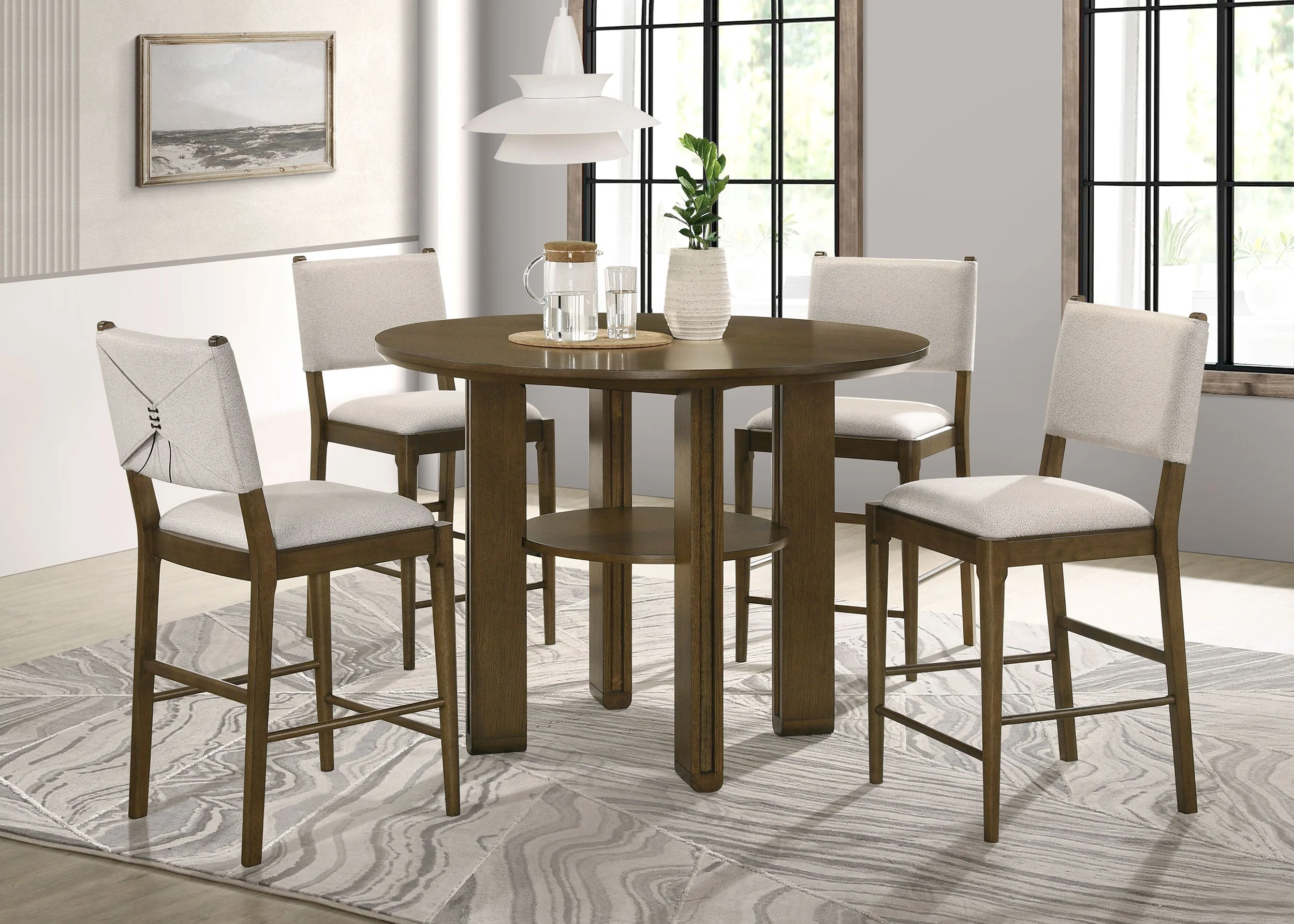 Ottowa 5-piece Round Counter Height Dining Room Set Brown - Image 2