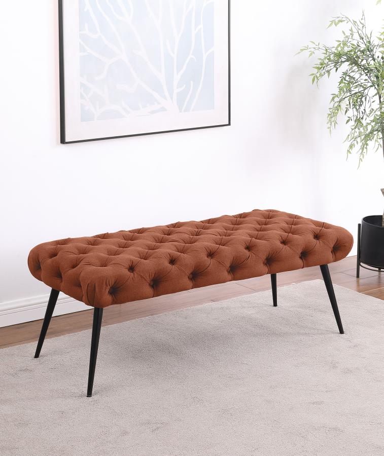 Ella Upholstered Tufted Bench Stainless Steel Legs - Image 3