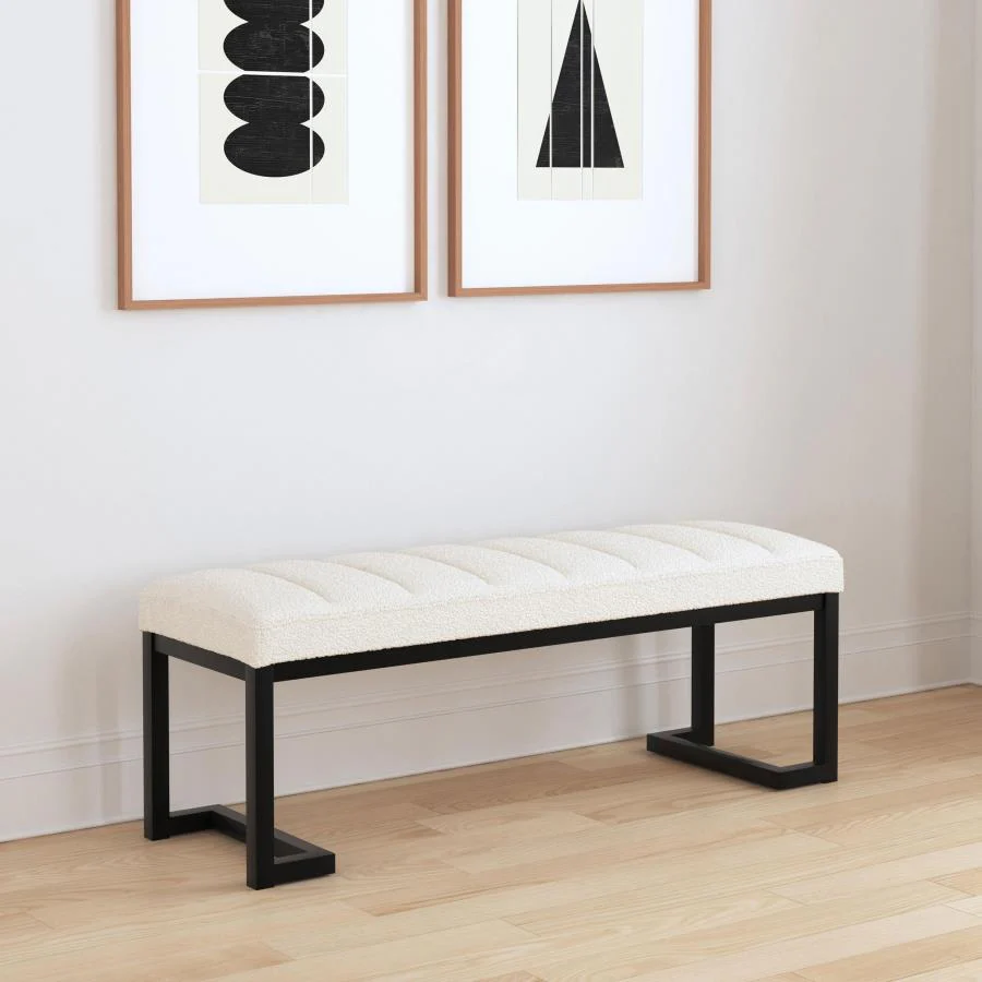 Mesa Boucle Upholstered Tufted Accent Bench - Image 2