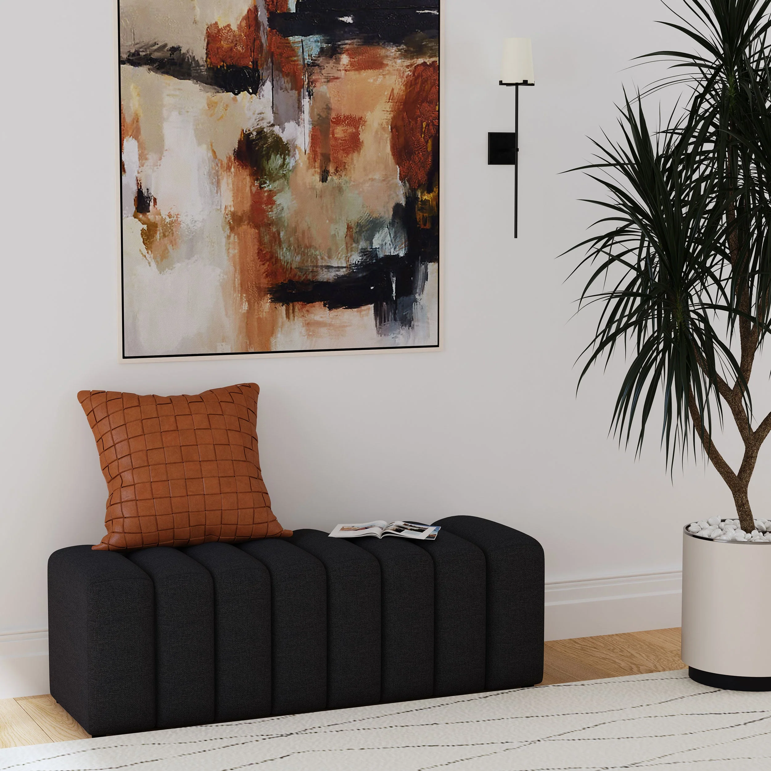 Summer Fabric Upholstered Tufted Accent Bench - Image 9
