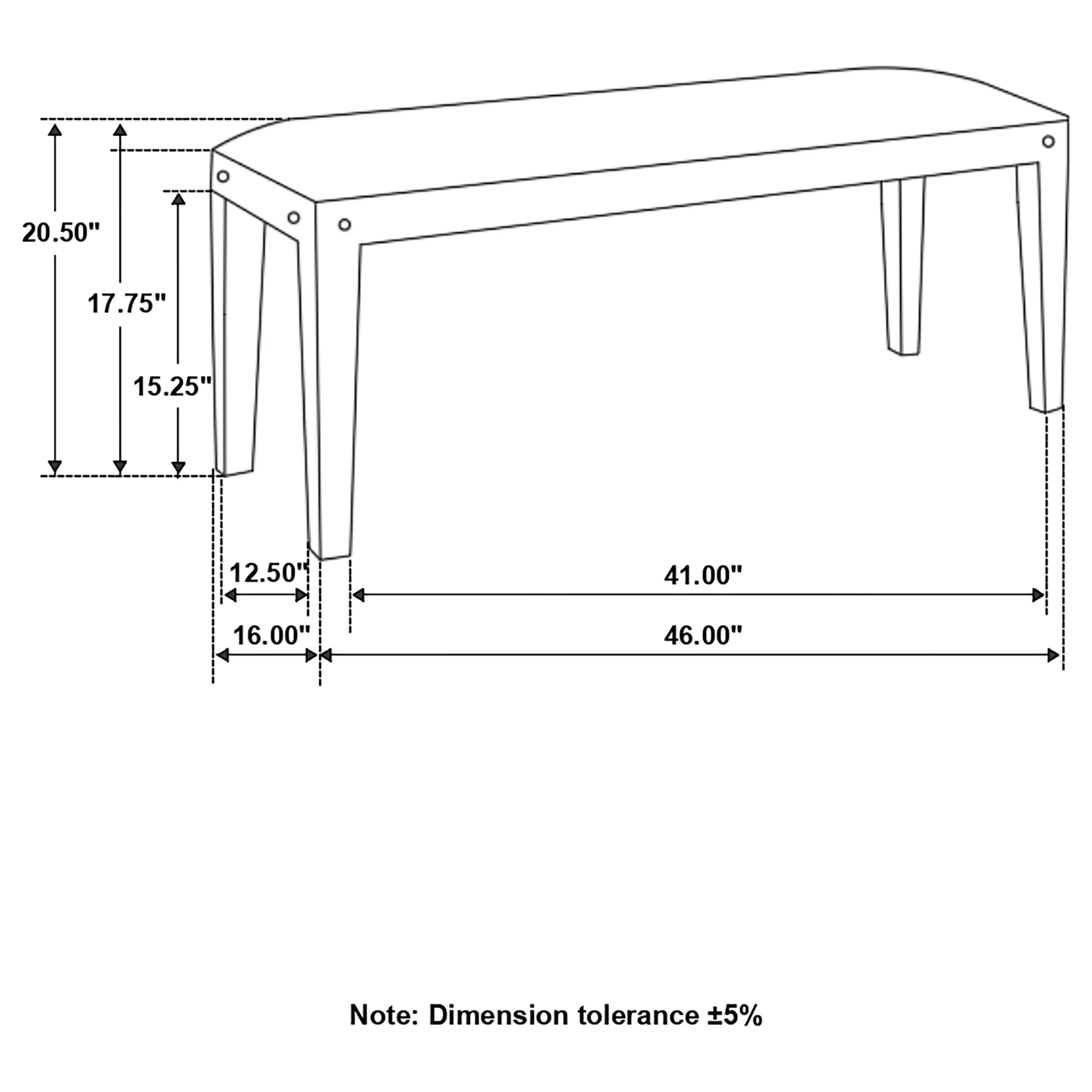 Lamont Fabric Upholstered Accent Bench Black and Natural - Image 7