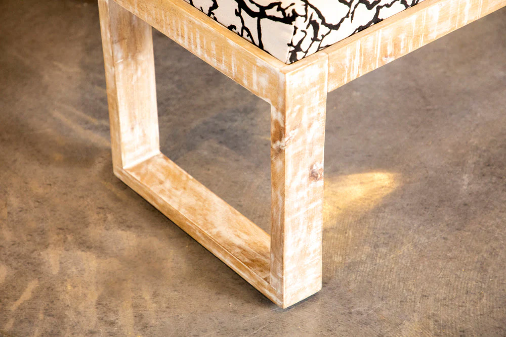 Aiden Fabric Upholstered Accent Bench Distressed White - Image 7