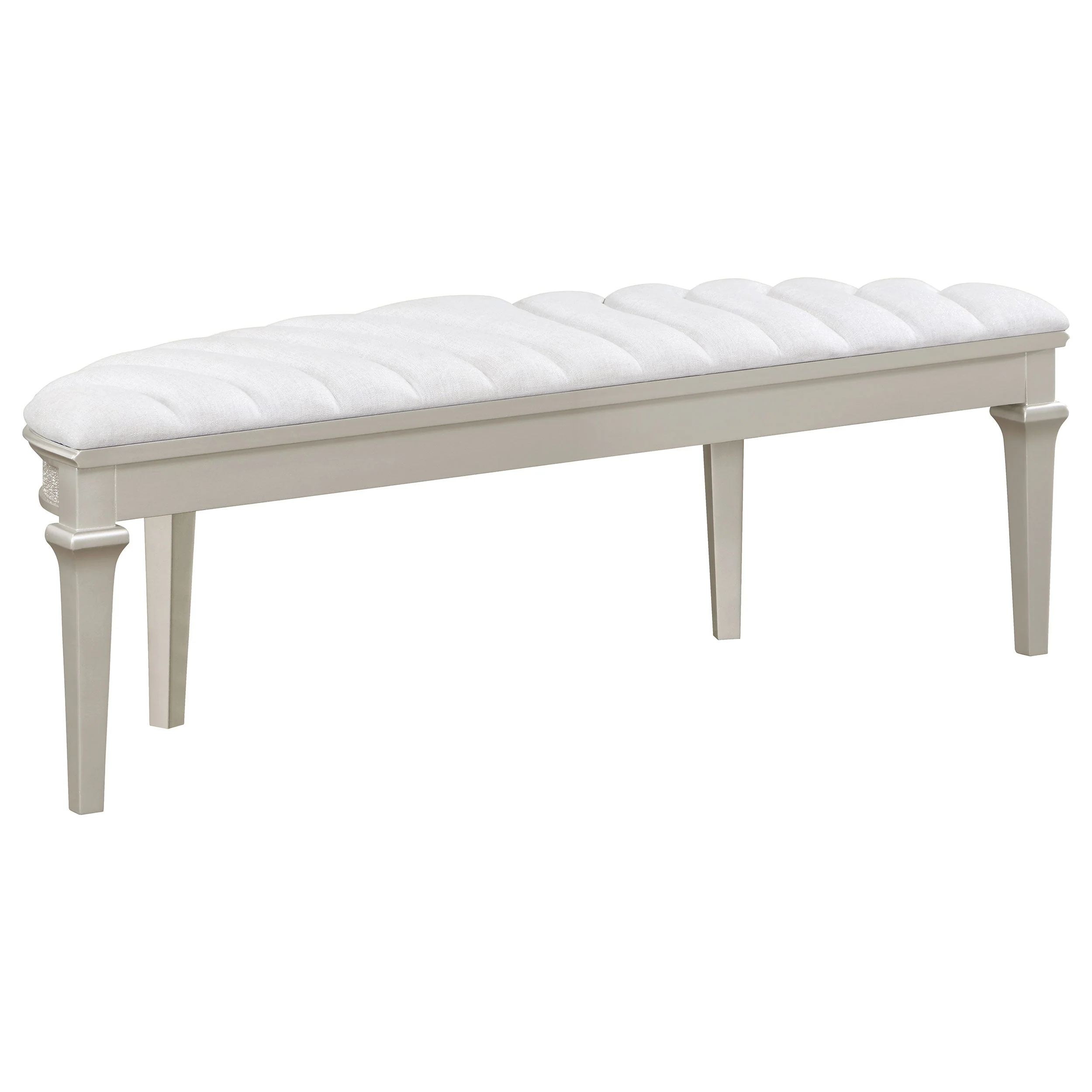 Evangeline Curved Fabric Upholstered Bench Silver Oak - Image 6