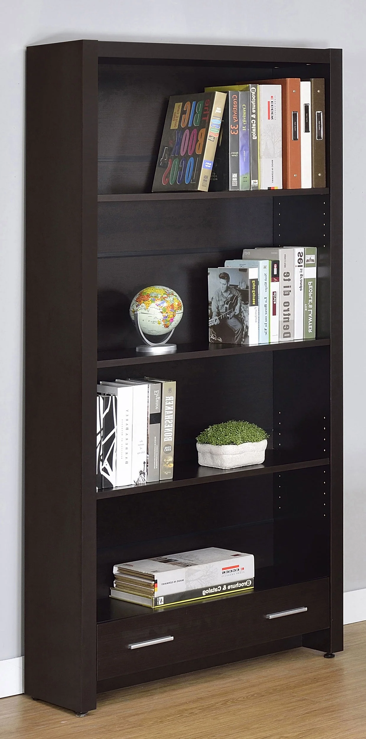 Skylar 71-inch 5-shelf Bookcase with Drawer Cappuccino - Image 3