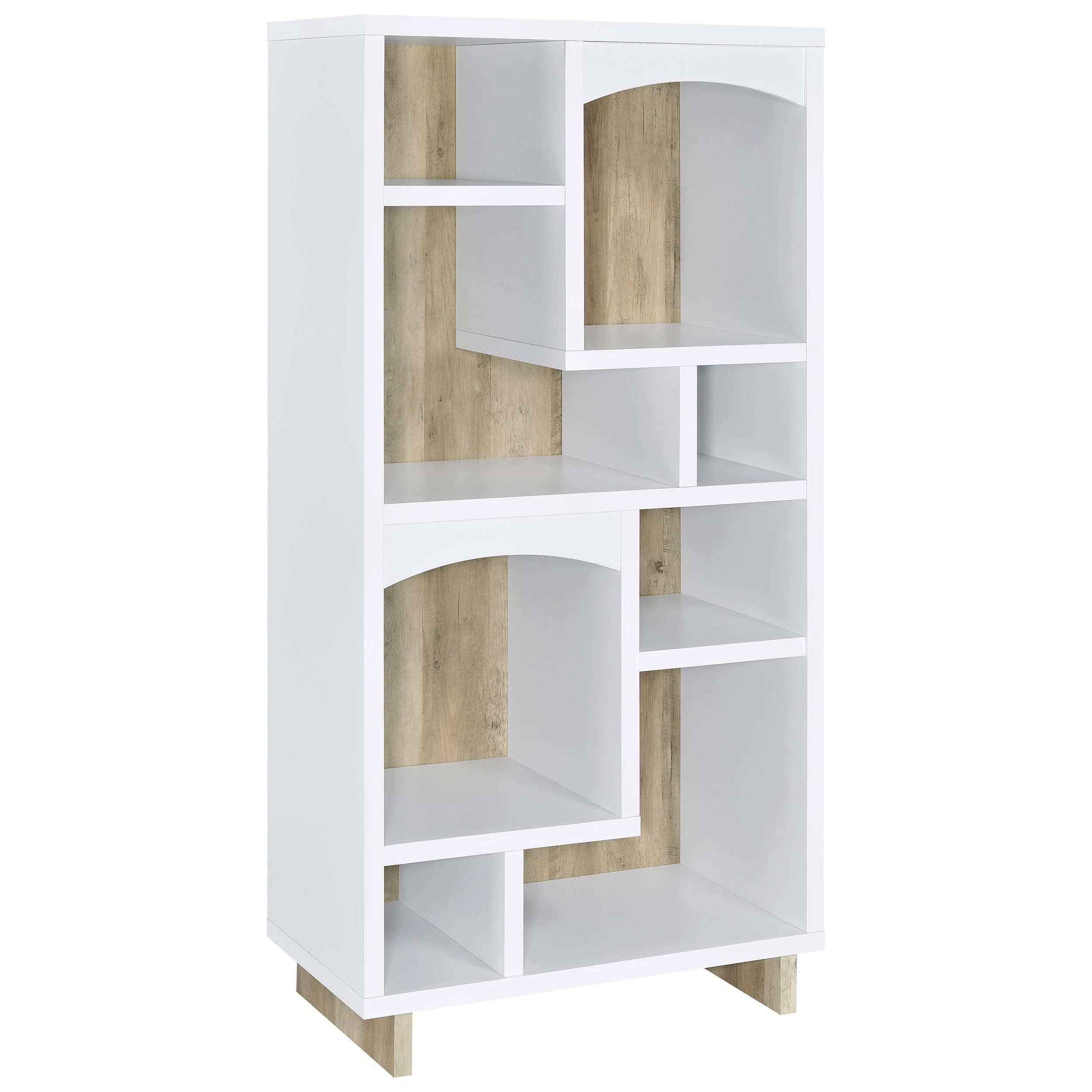 Dalton 65-inch 6-shelf Bookcase White and Distressed Pine - Image 2