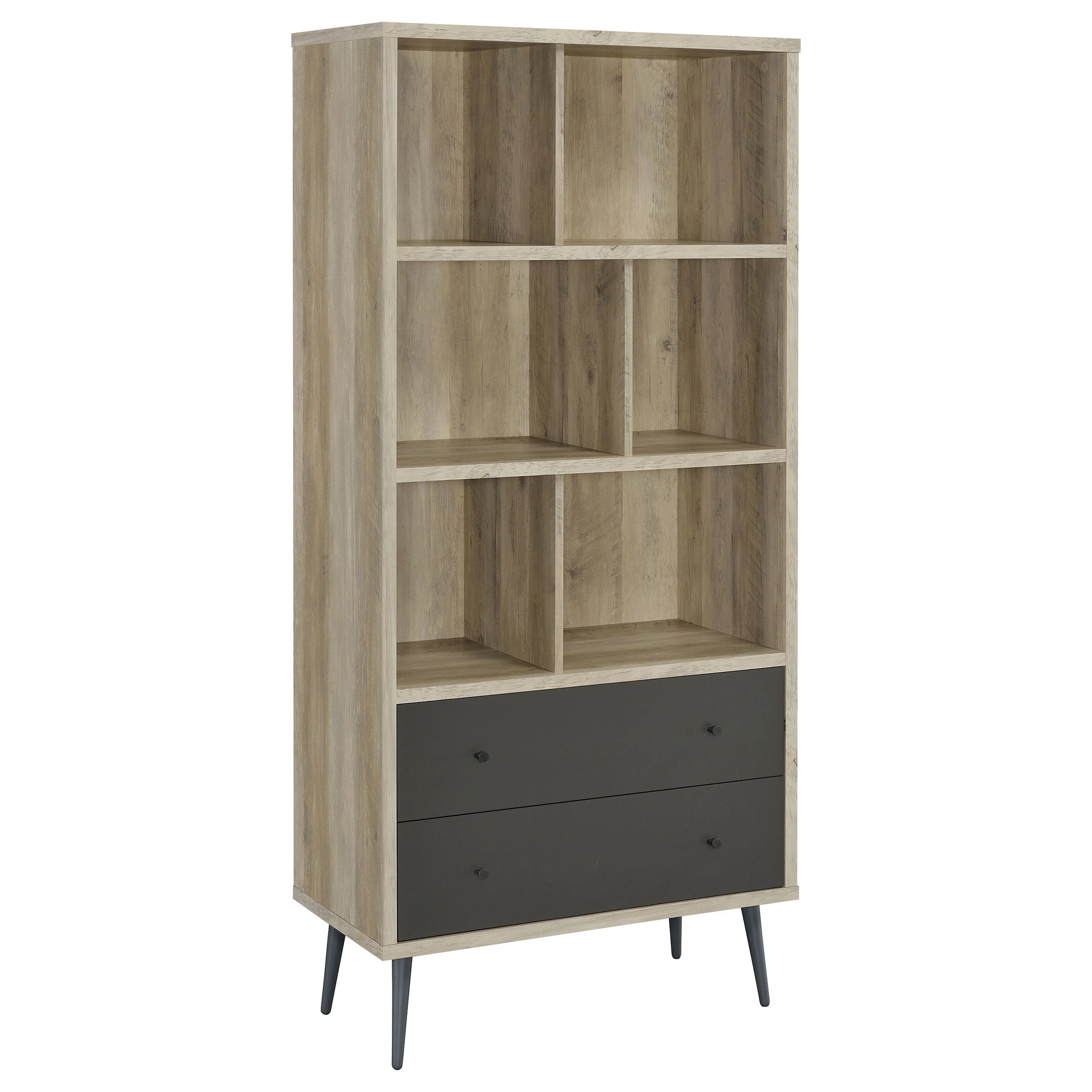 Maeve 70-inch 3-shelf Bookcase with Drawers Distressed Pine - Image 2