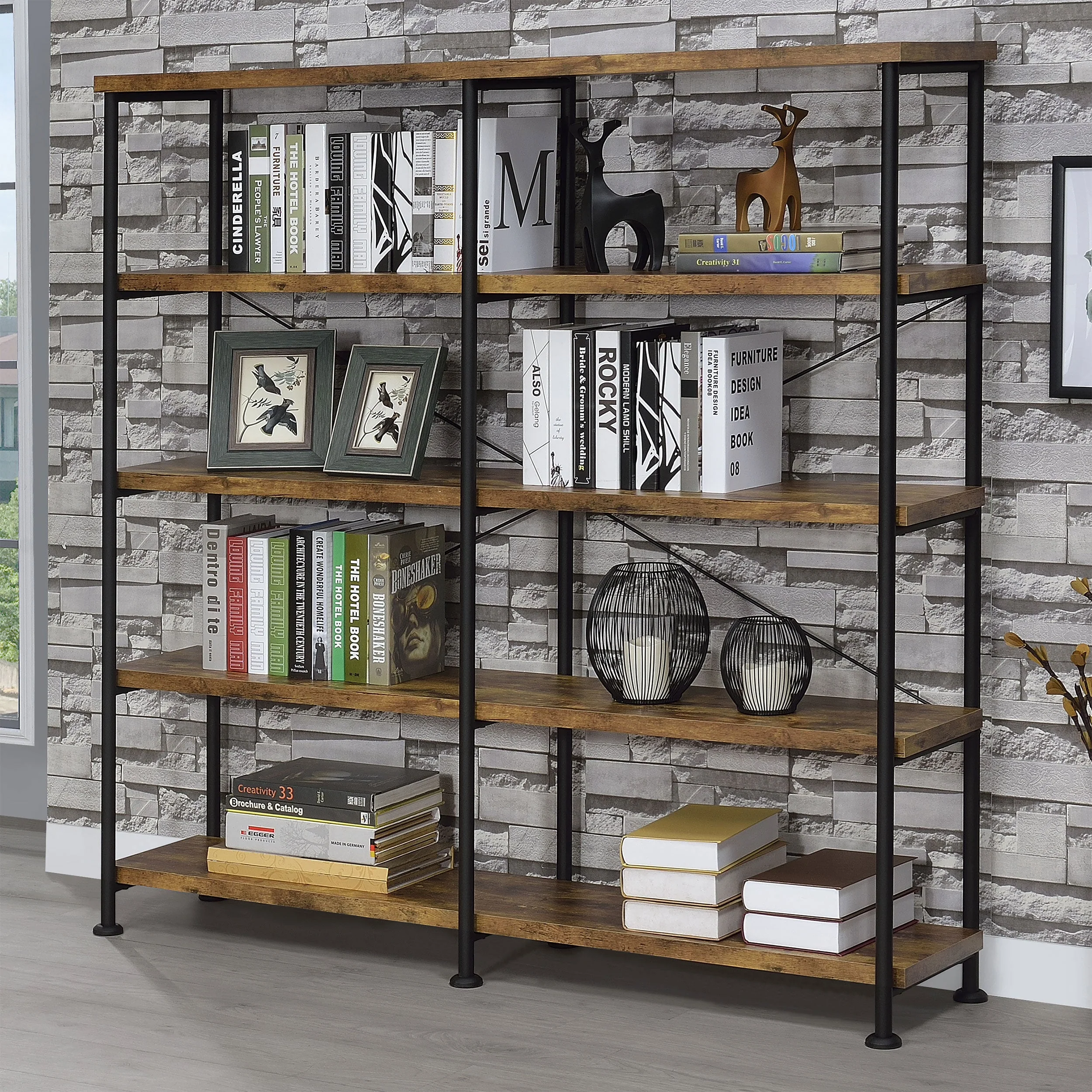 Analiese 63-inch 4-shelf Double Bookshelf - Image 5