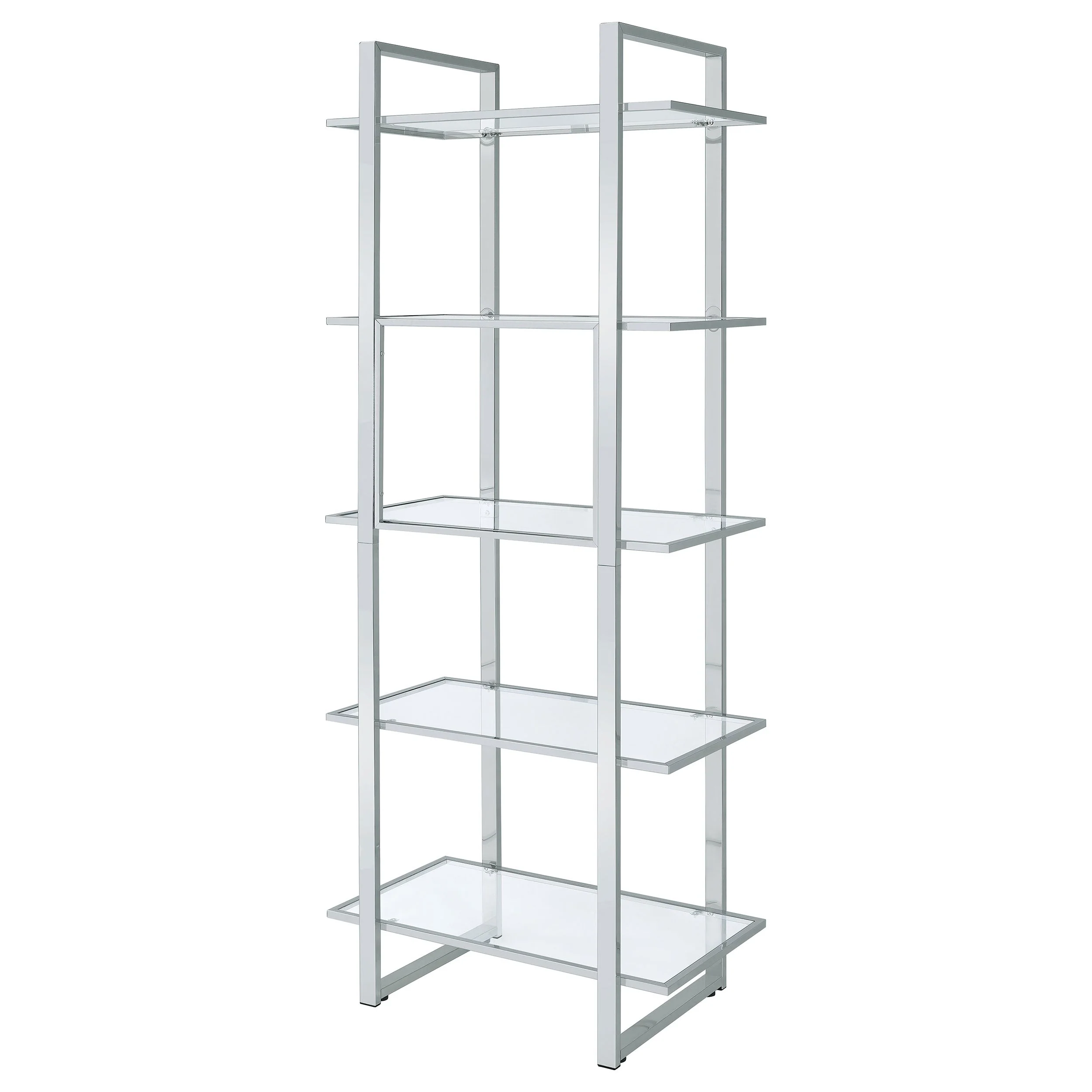 Hartford 79-inch 5-shelf Glass Bookshelf Chrome - Image 9
