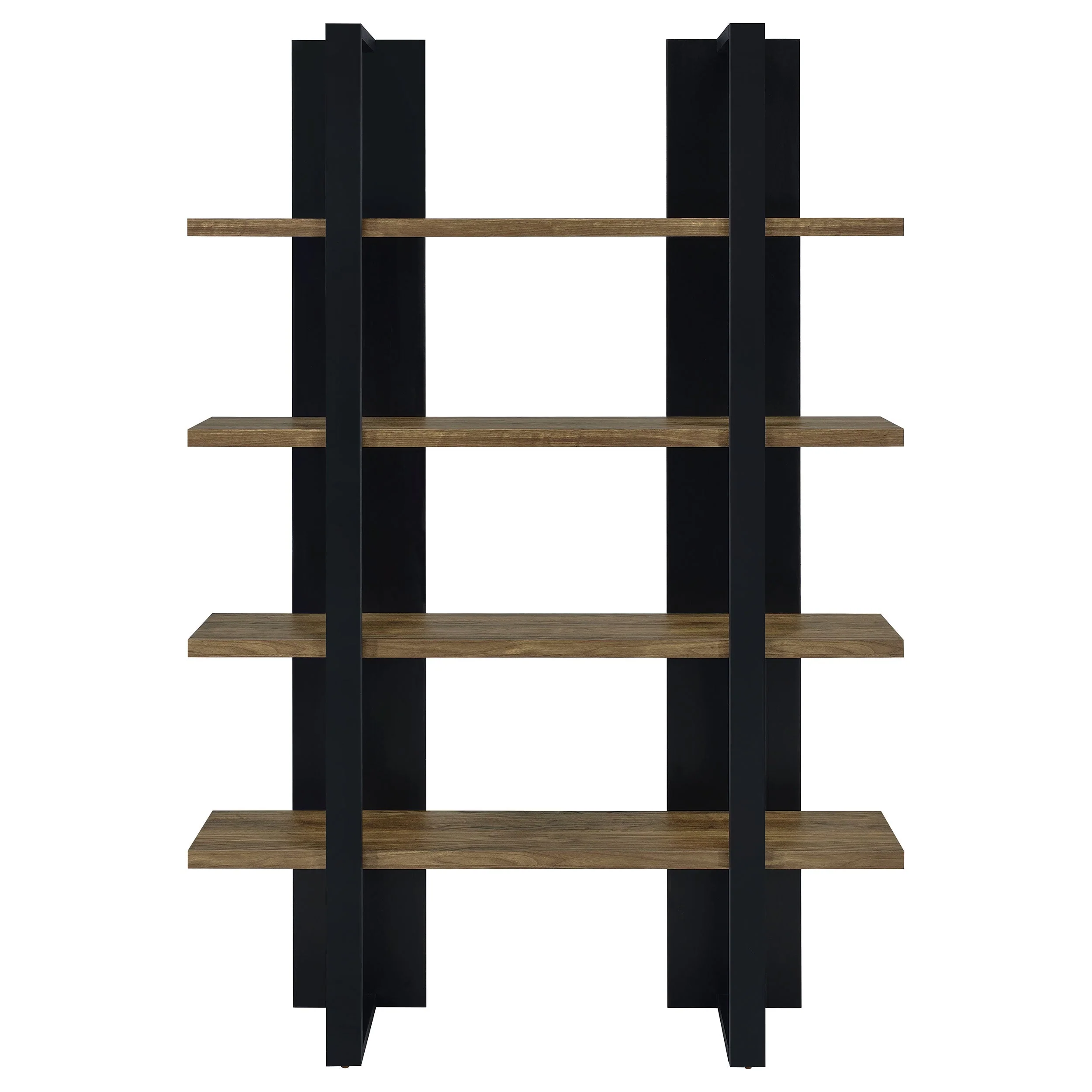 Danbrook 71-inch 4-shelf Bookshelf Black and Aged Walnut - Image 4
