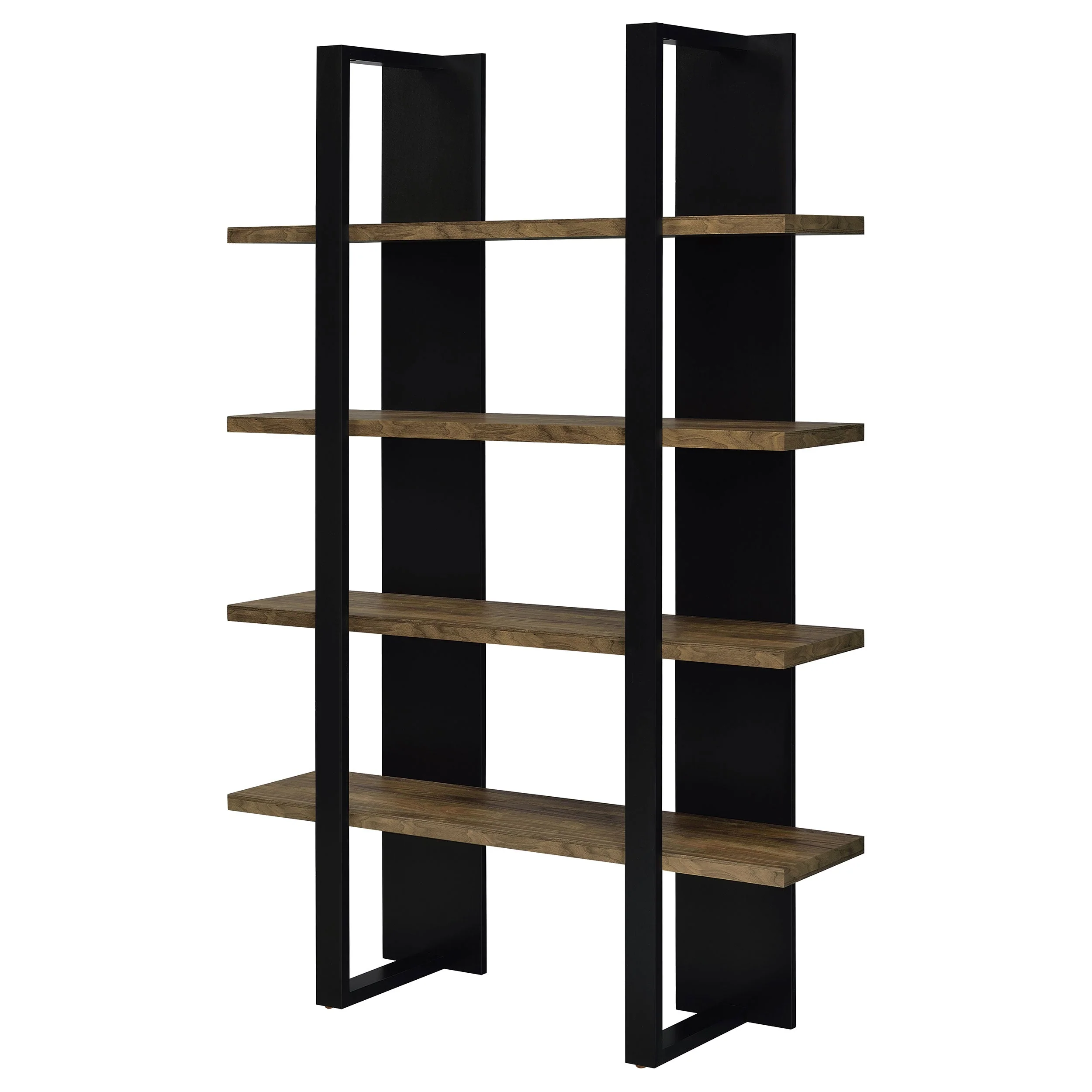 Danbrook 71-inch 4-shelf Bookshelf Black and Aged Walnut - Image 5