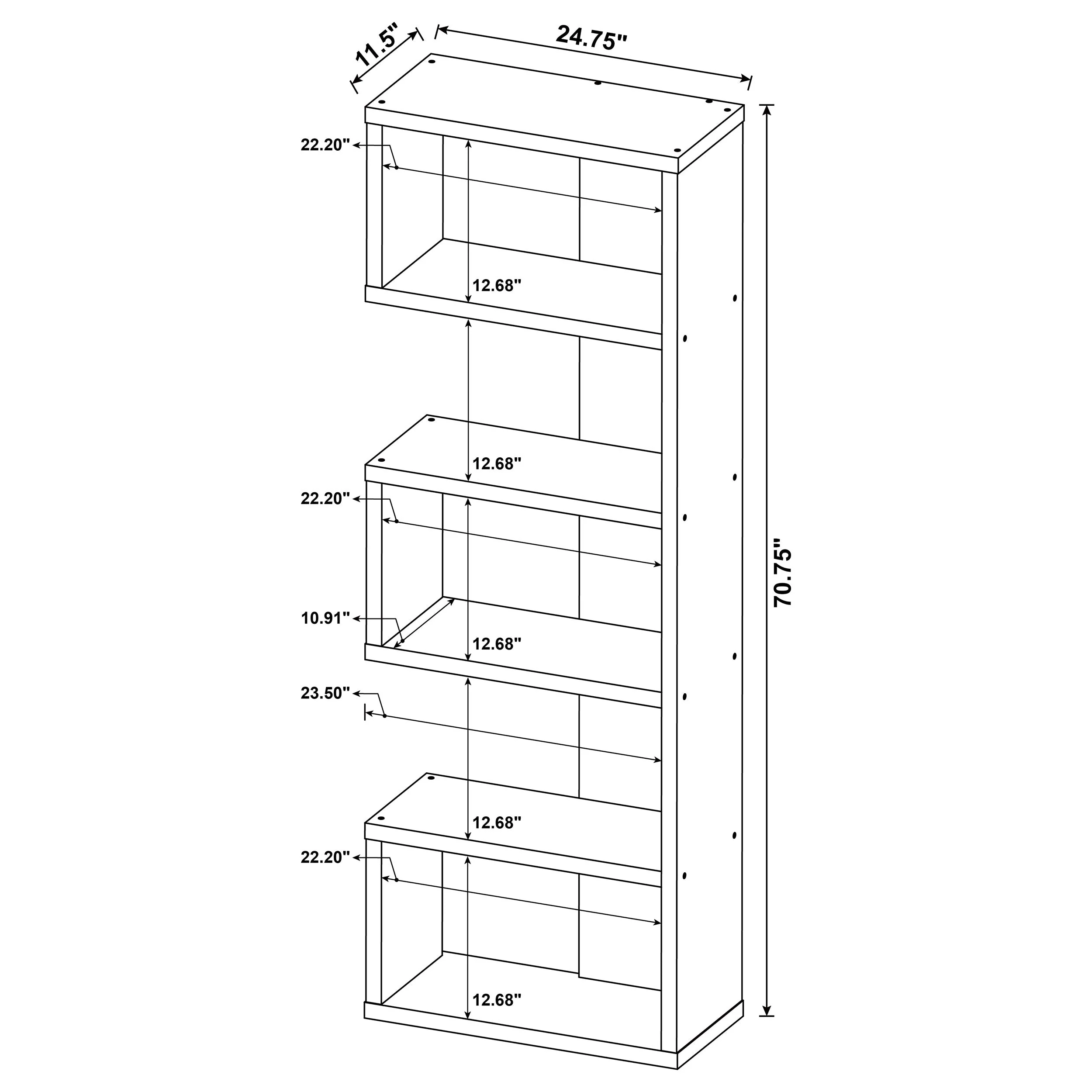 Joey 71-inch 5-shelf Bookshelf Weathered Grey - Image 11
