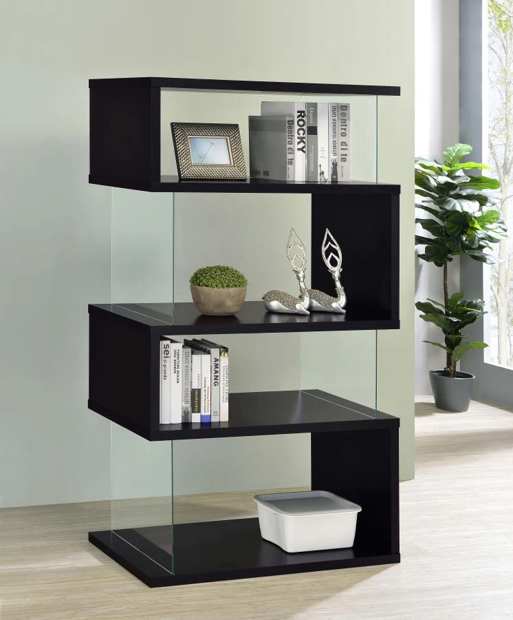Emelle 63-inch 4-shelf Glass Panel Bookshelf - Image 2