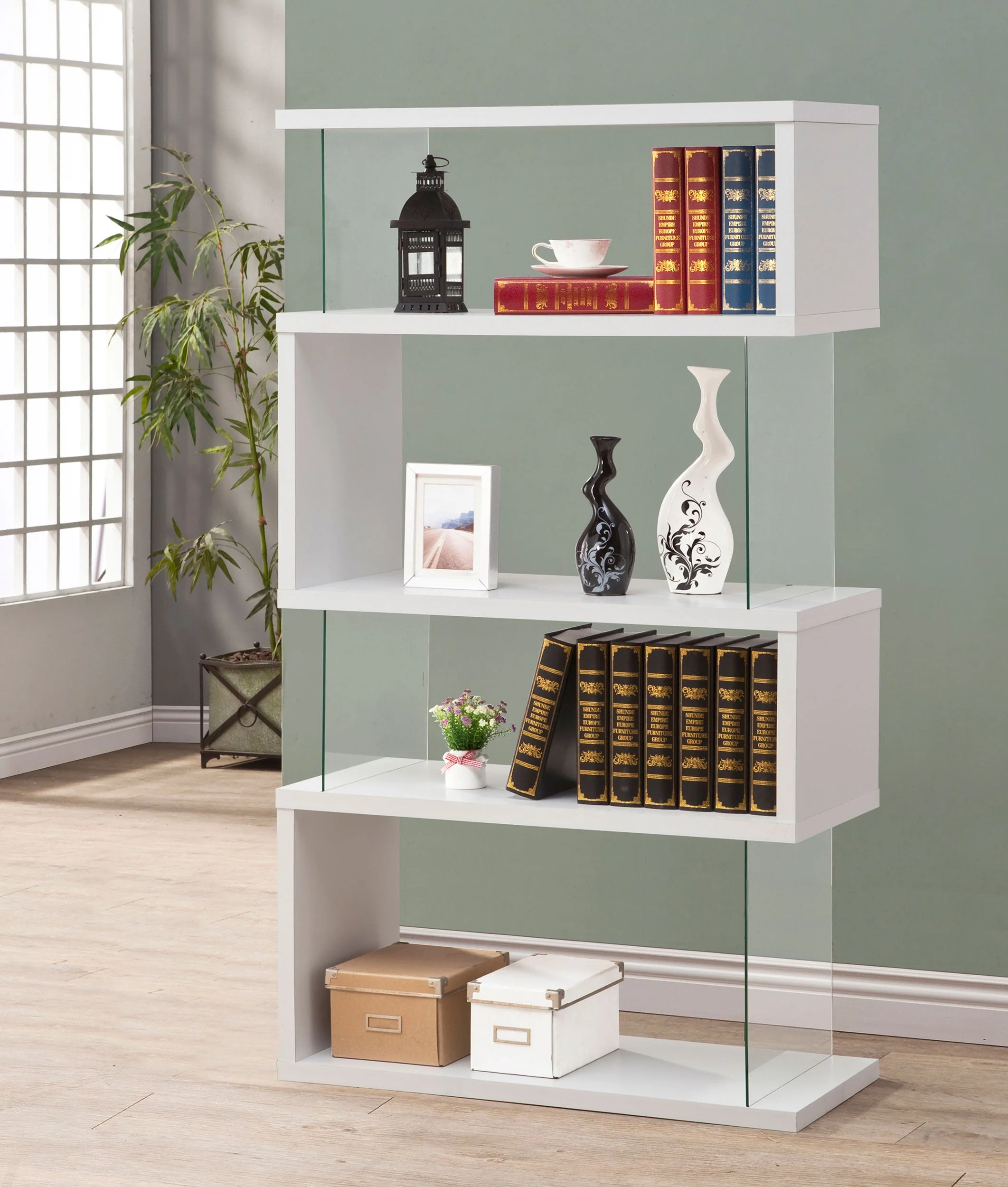 Emelle 63-inch 4-shelf Glass Panel Bookshelf - Image 8