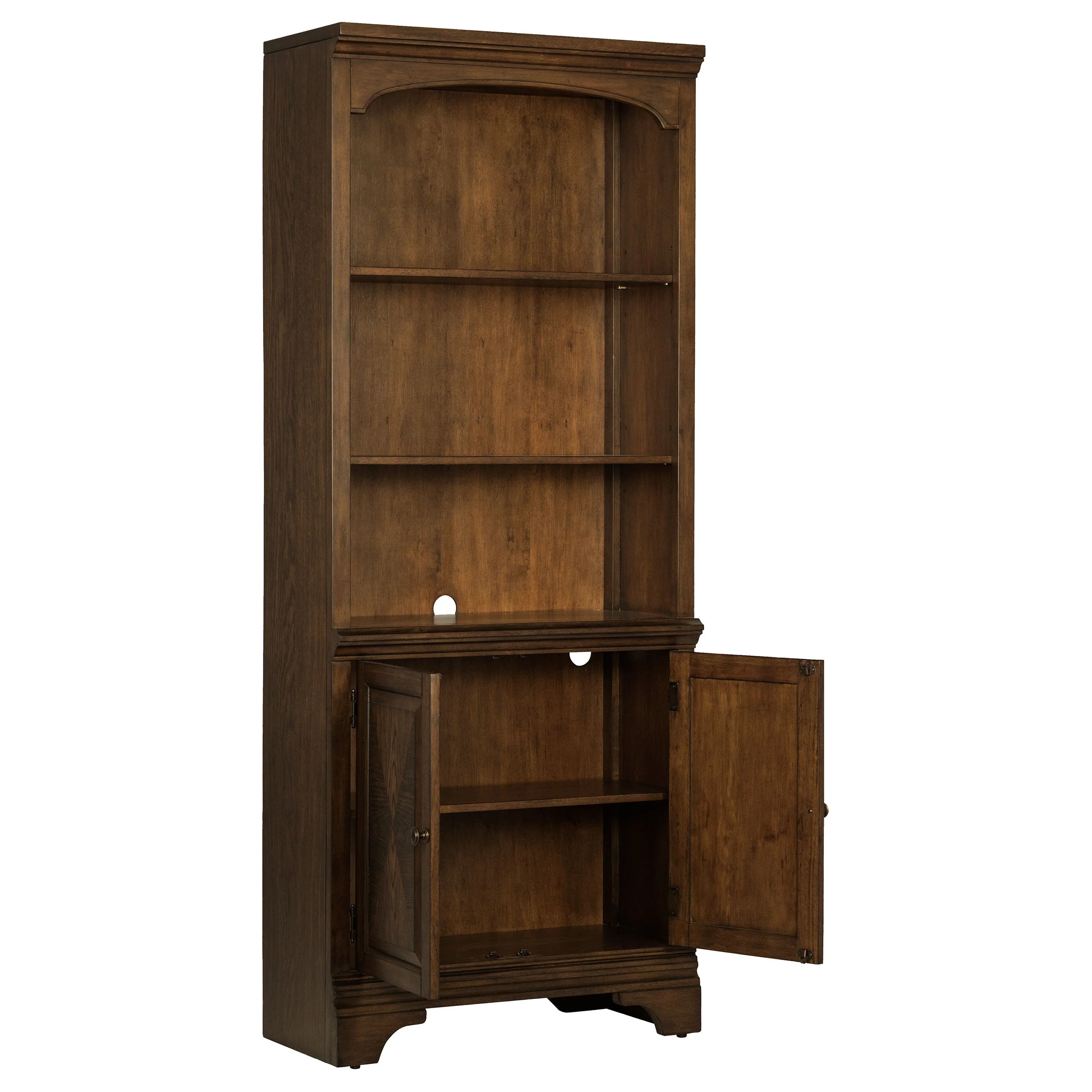 Hartshill 78-inch 3-shelf Cabinet Bookcase Burnished Oak - Image 4