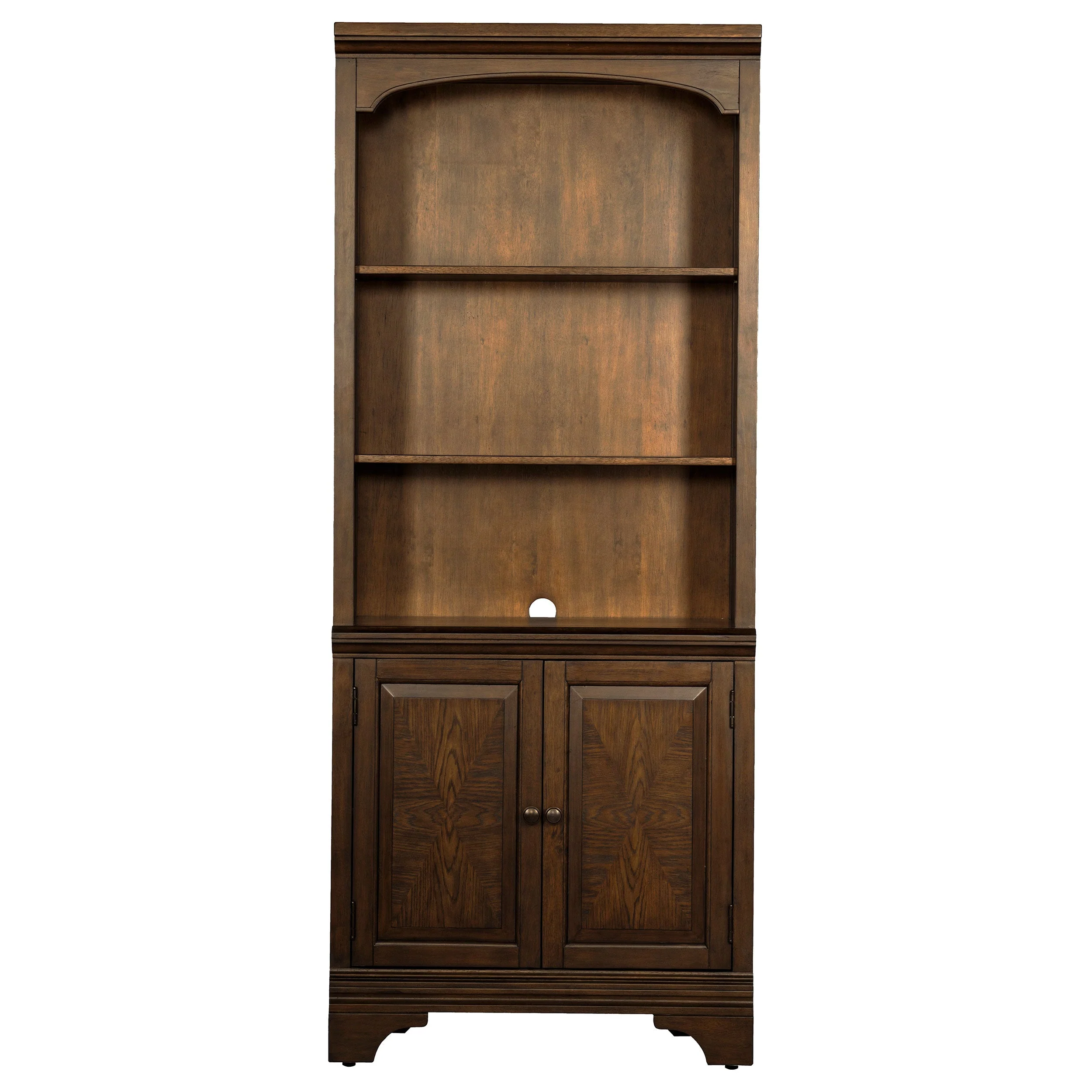 Hartshill 78-inch 3-shelf Cabinet Bookcase Burnished Oak - Image 5