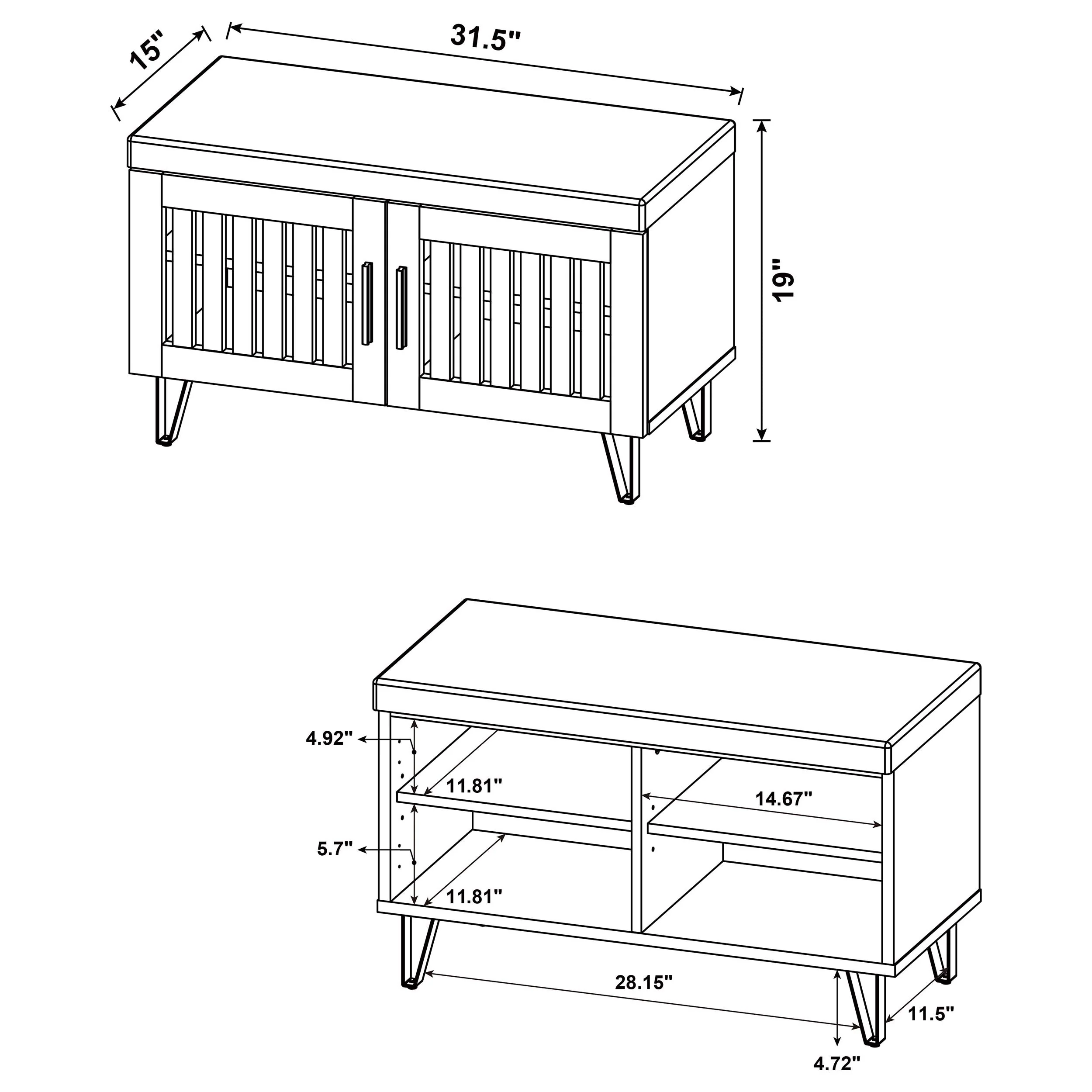 Brixton 2-door Padded Entryway Shoe Storage Bench - Image 34