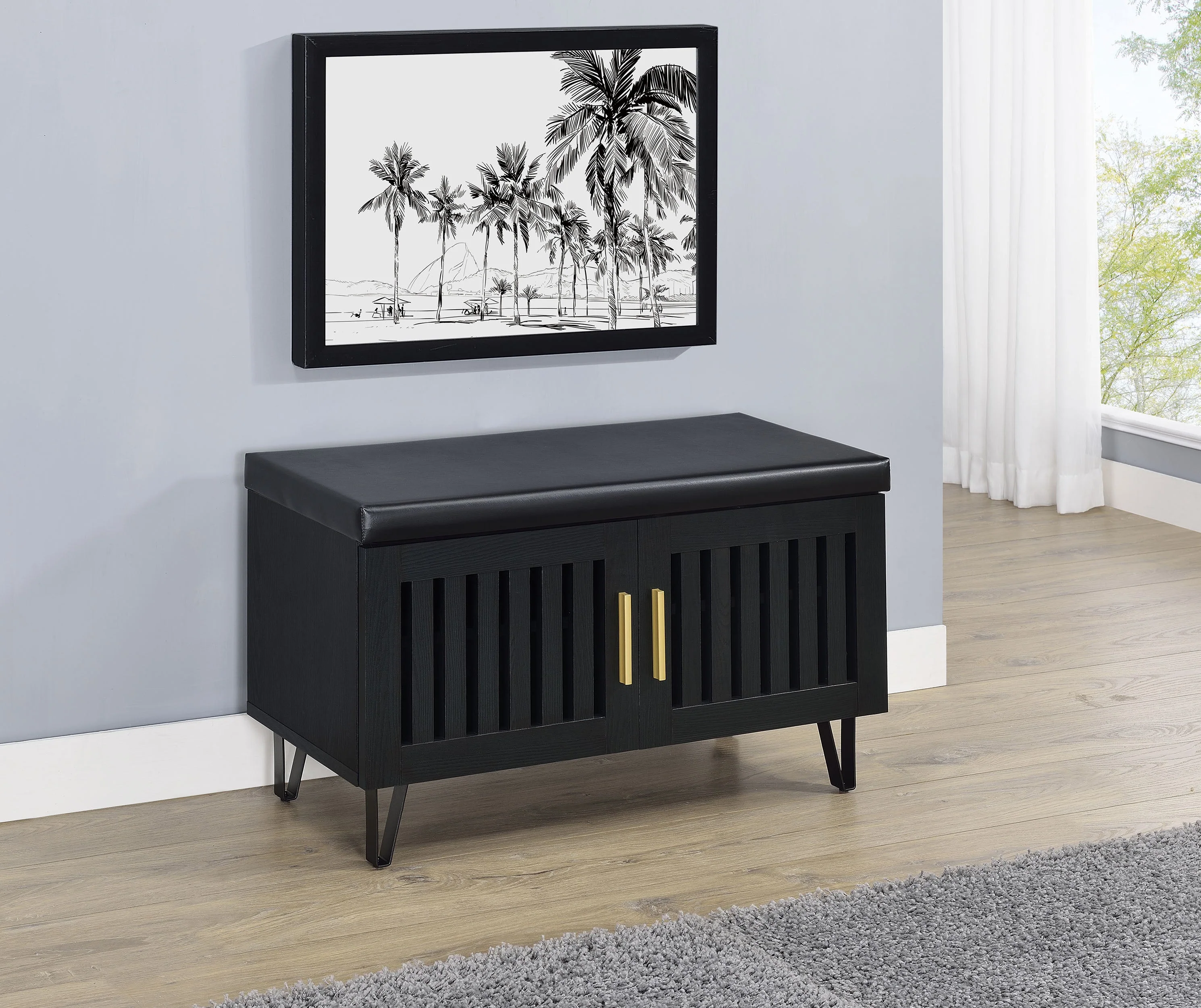 Brixton 2-door Padded Entryway Shoe Storage Bench - Image 7