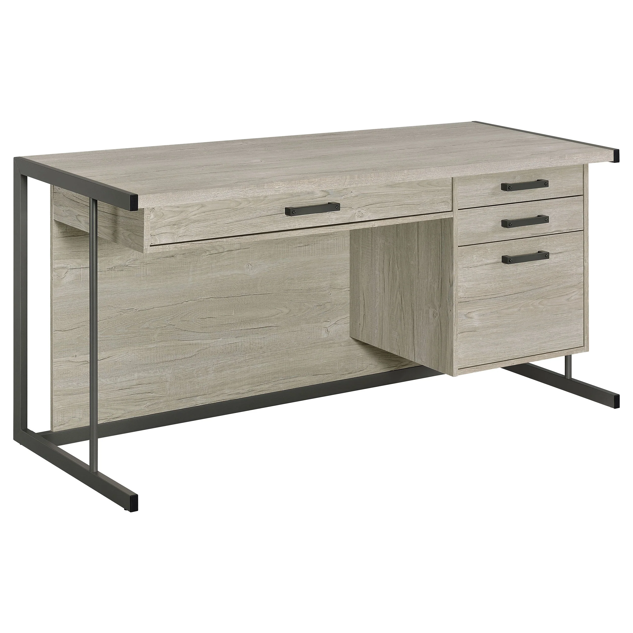 Loomis 60-inch 4-drawer Computer Desk Whitewashed Grey - Image 2