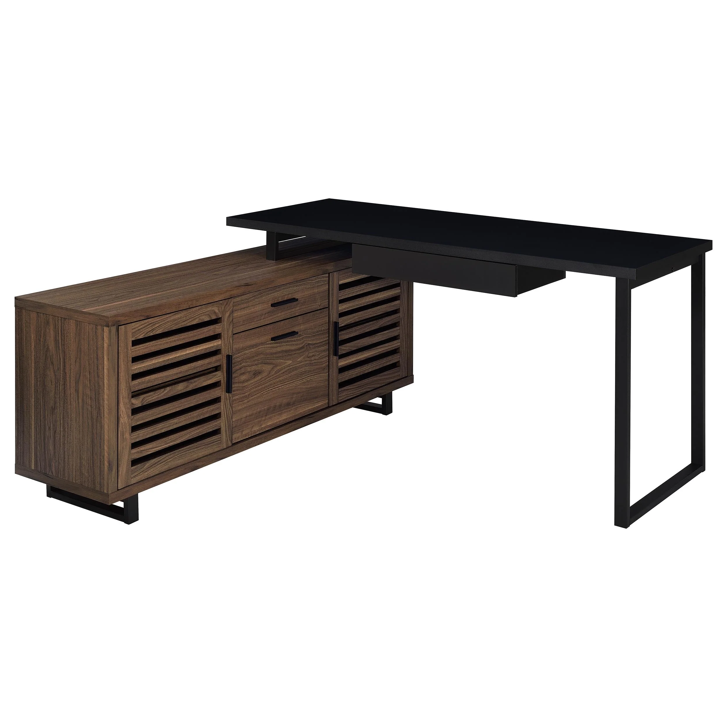 Maddox 60-inch L-Shape Office Computer Desk Black and Walnut - Image 5