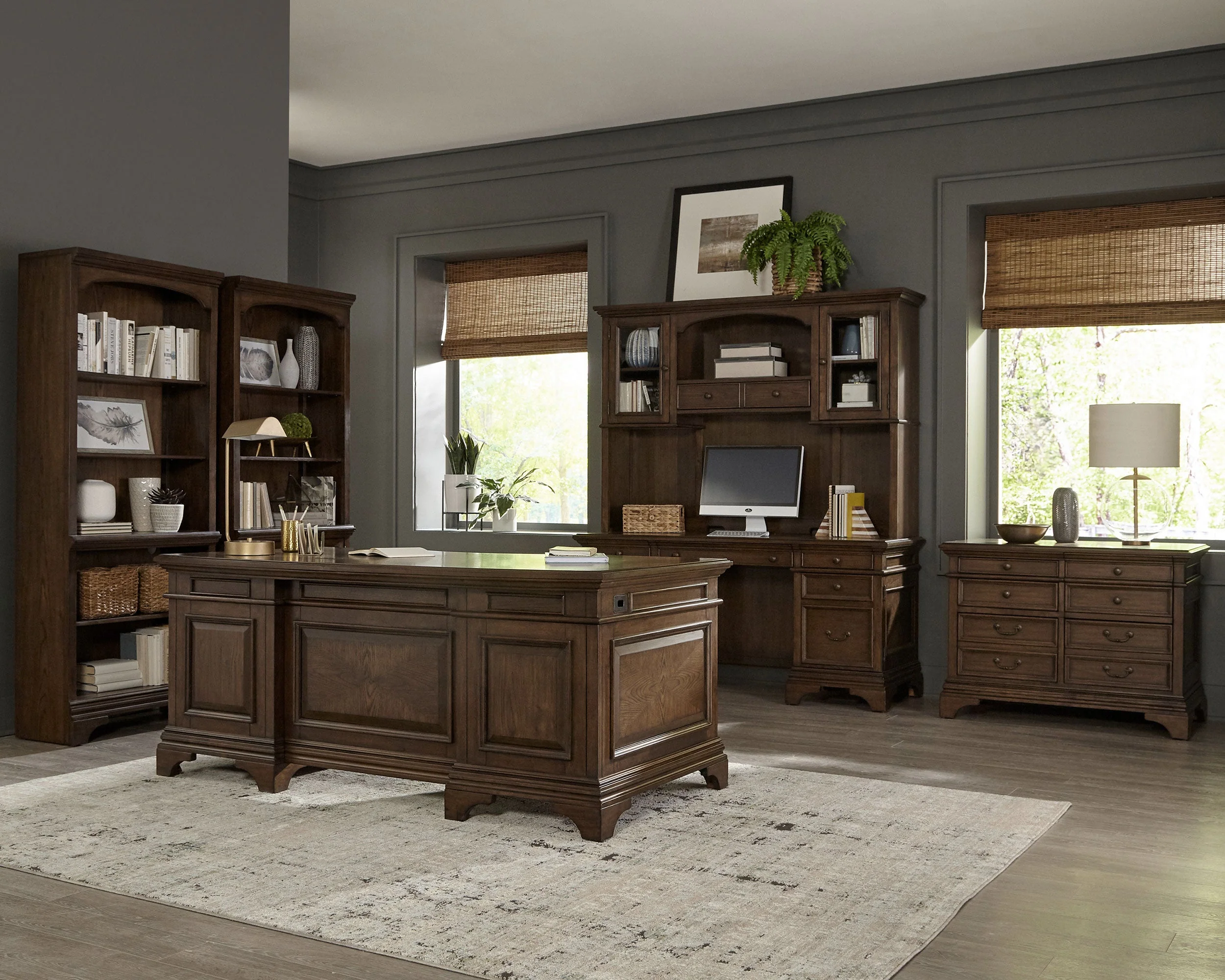 Hartshill 5-drawer Home Office File Cabinet Burnished Oak - Image 11