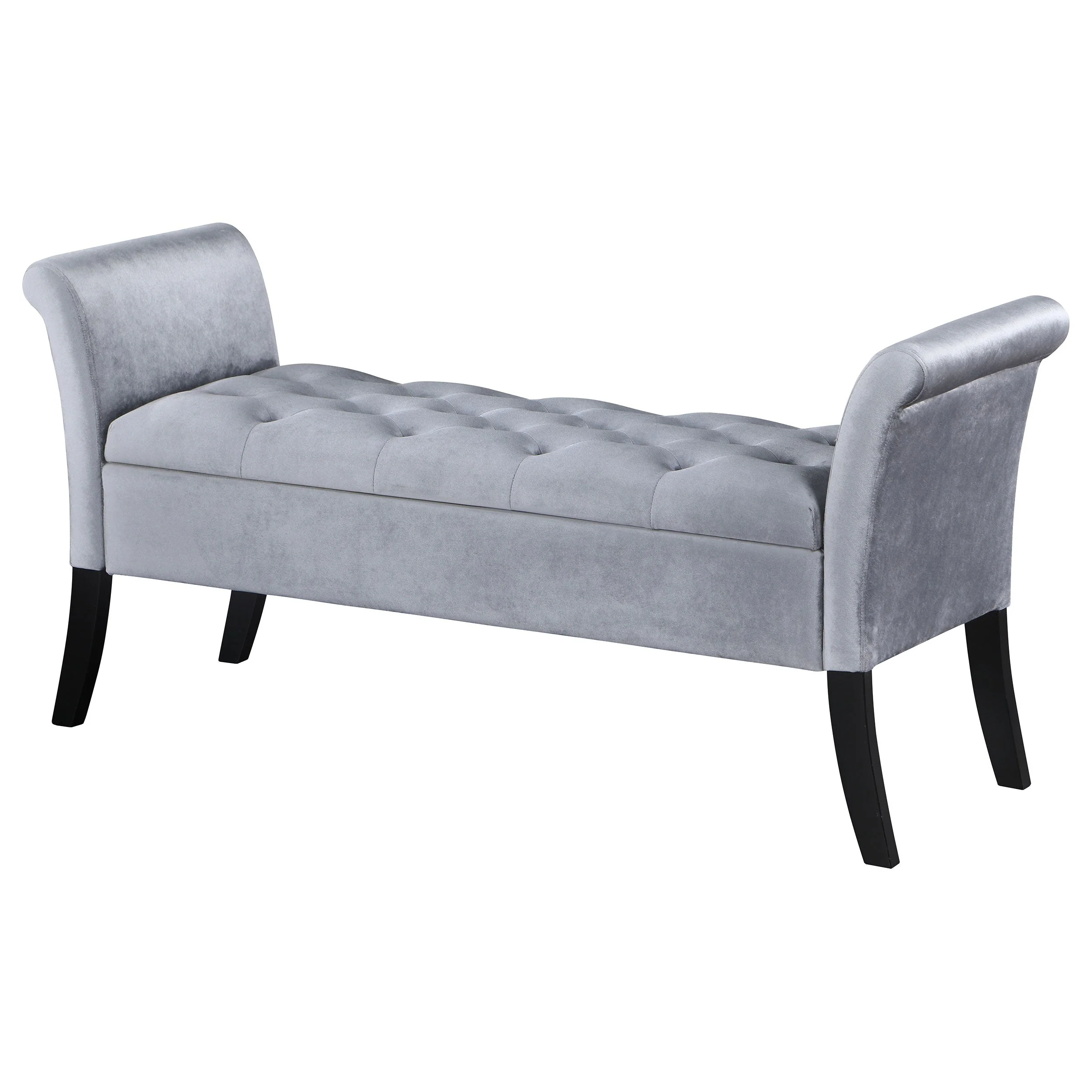 Farrah Velvet Upholstered Rolled Arm Storage Bench - Image 12