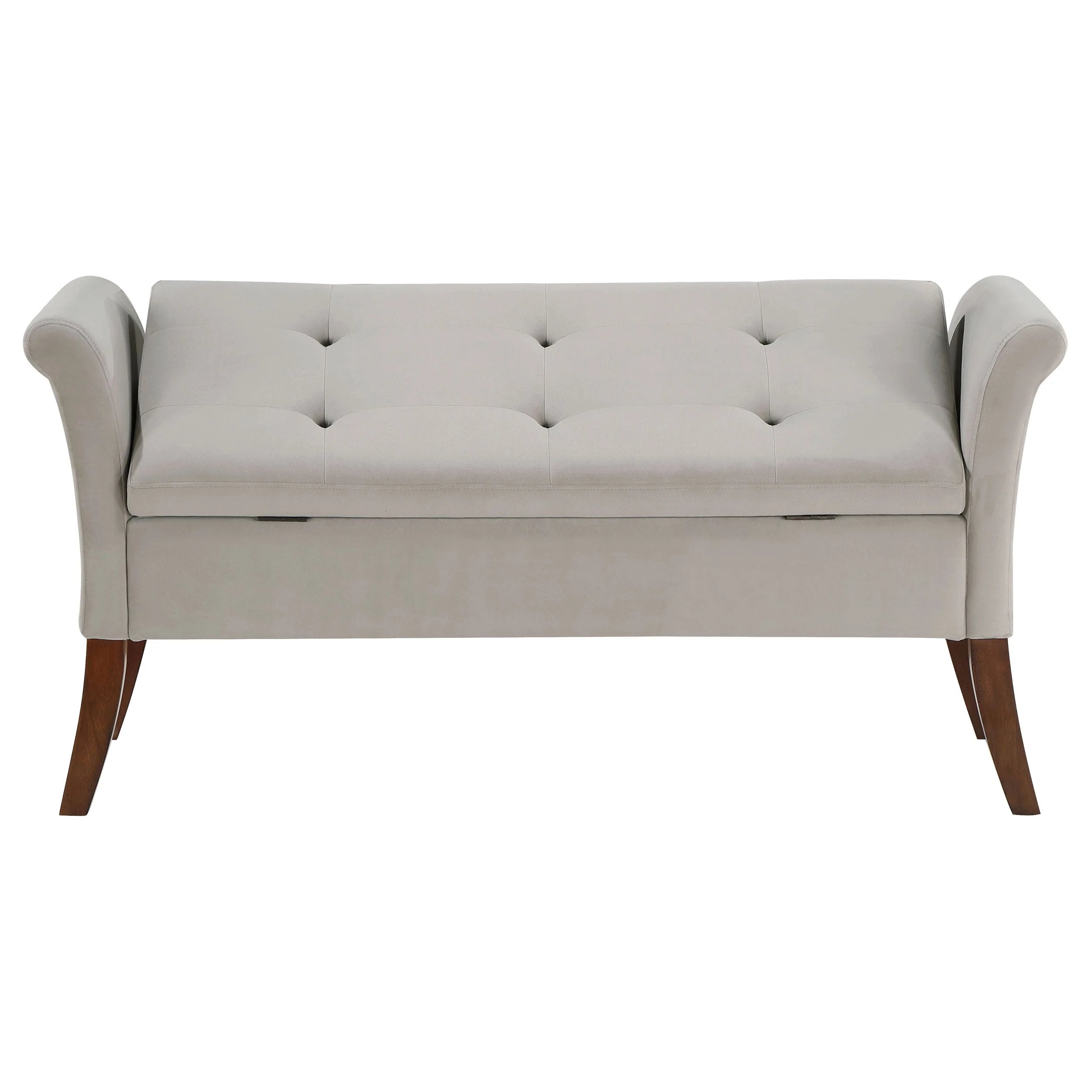 Farrah Velvet Upholstered Rolled Arm Storage Bench - Image 17