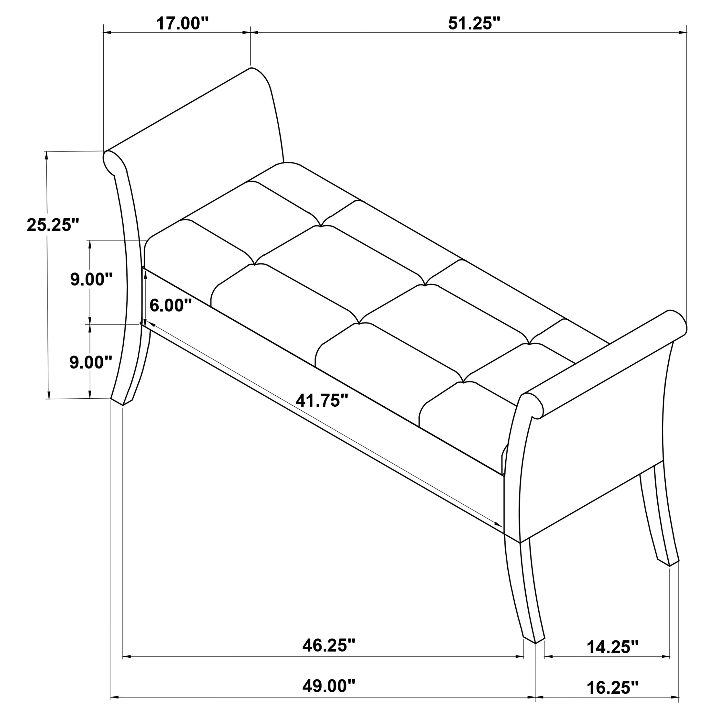 Farrah Velvet Upholstered Rolled Arm Storage Bench - Image 24