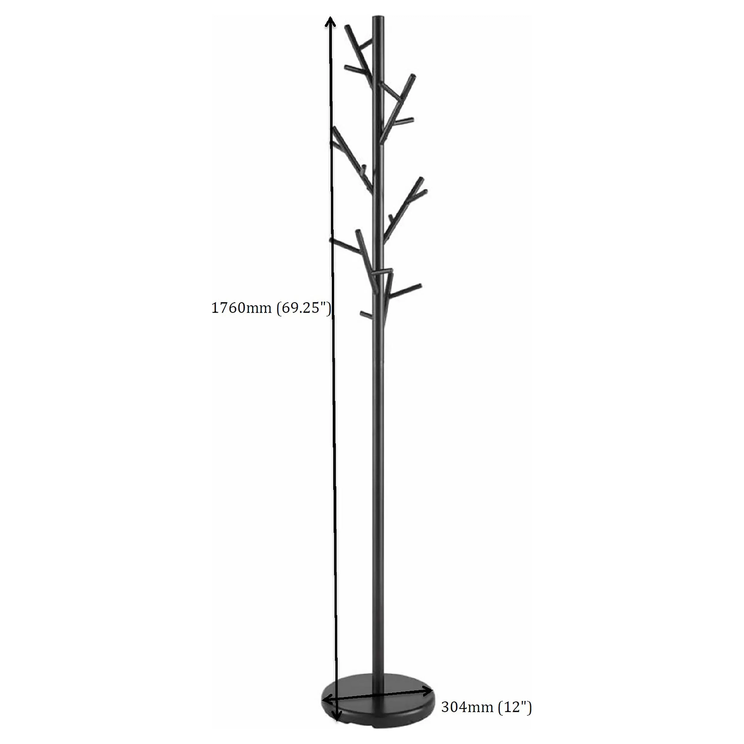 Clover 18 Hook Freestanding Metal Coat Rack Hat Hanger Black - Image 6