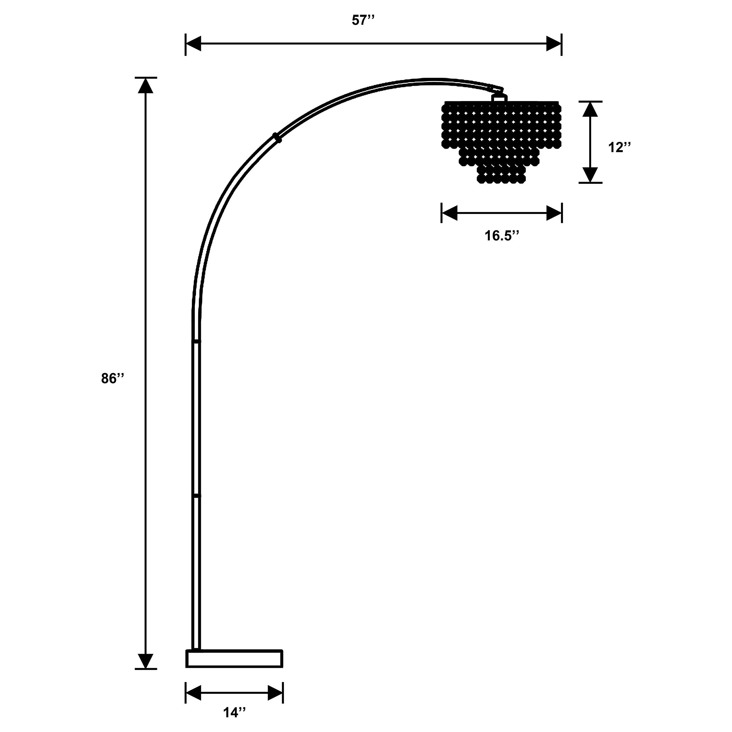 Shirley 86-inch Hanging Crystal Arc Metal Floor Lamp Chrome - Image 4