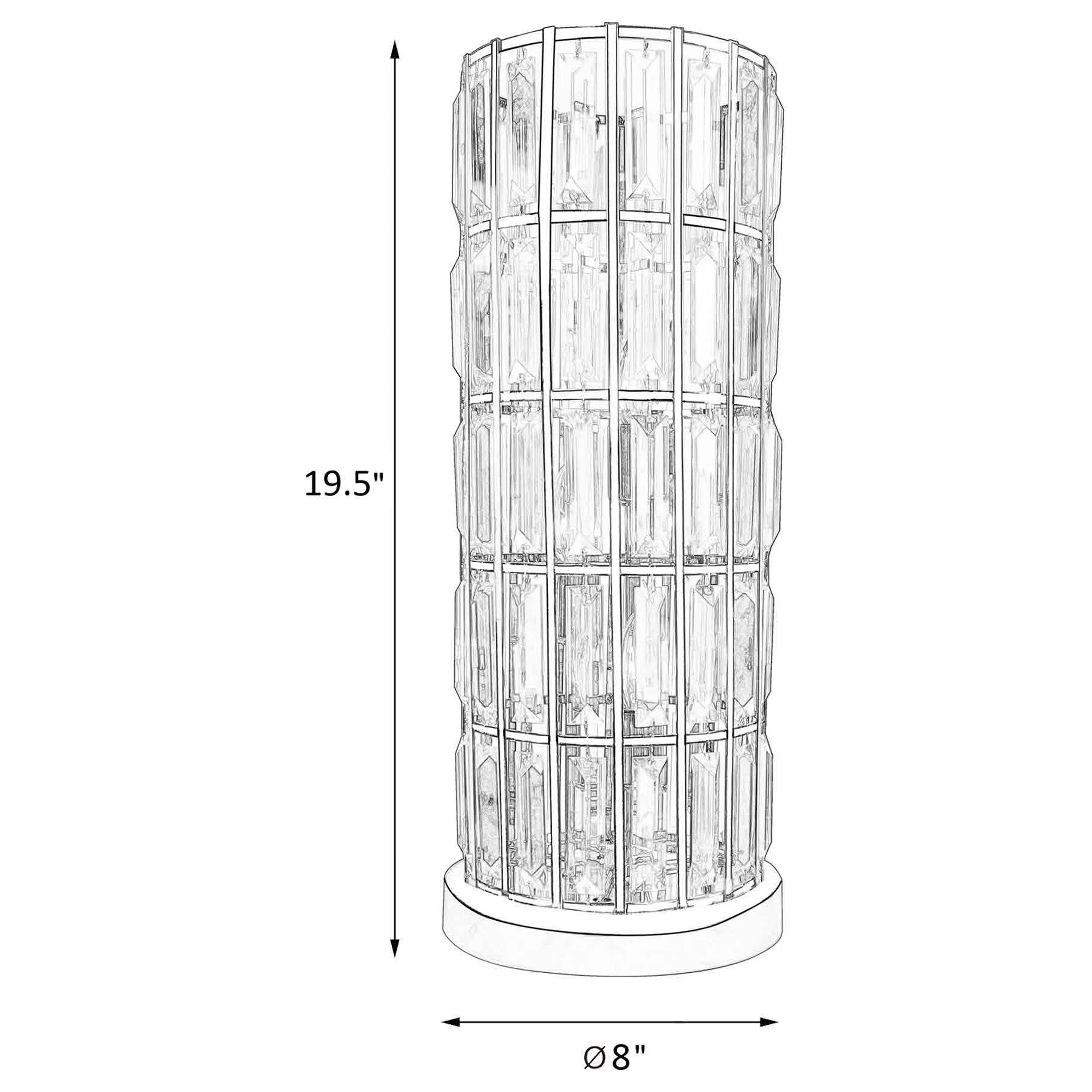 Wanda 20-inch Crystal Shade Bedside Table Lamp - Image 7