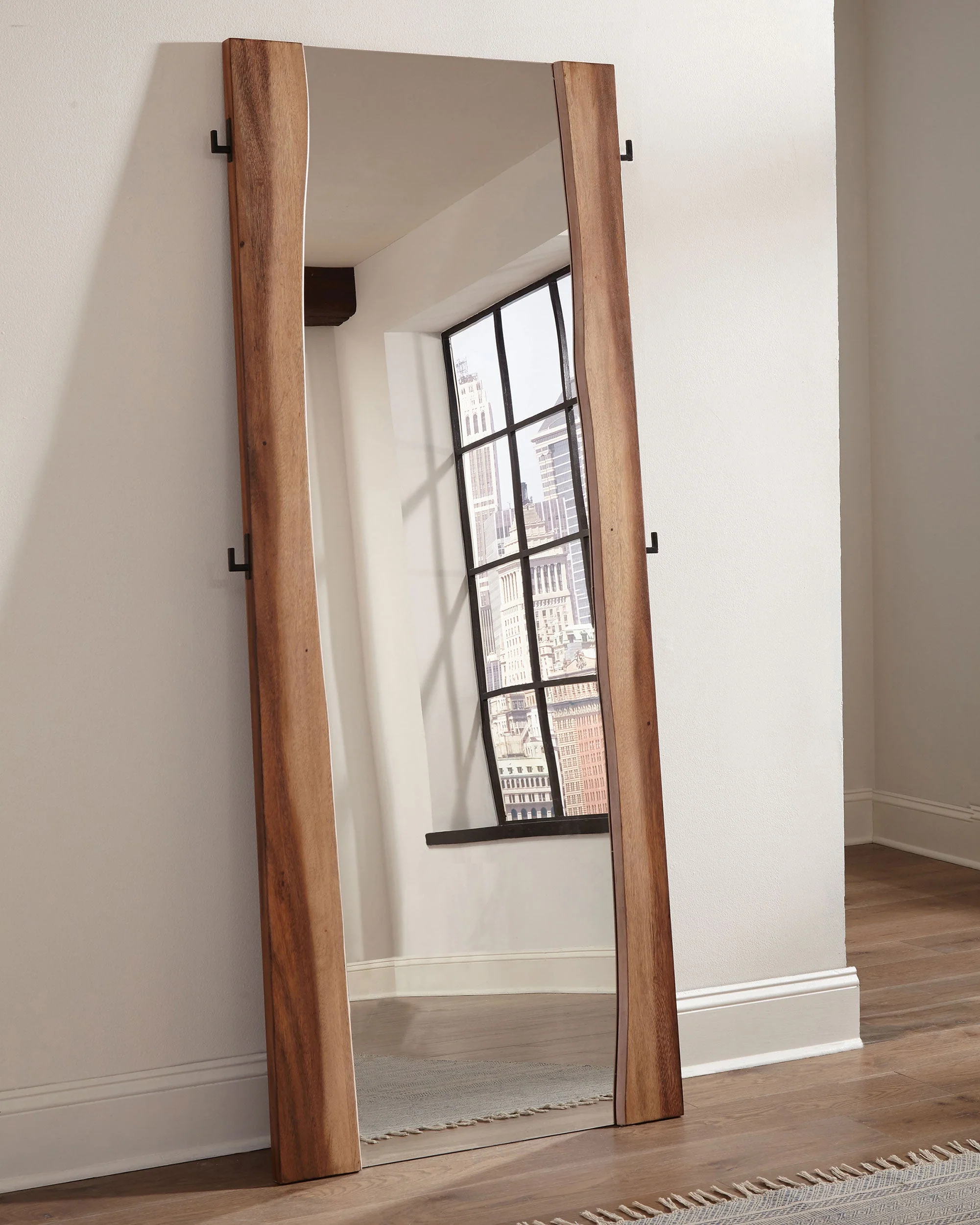Winslow 31 x 76 Inch Standing Floor Mirror Smokey Walnut - Image 3