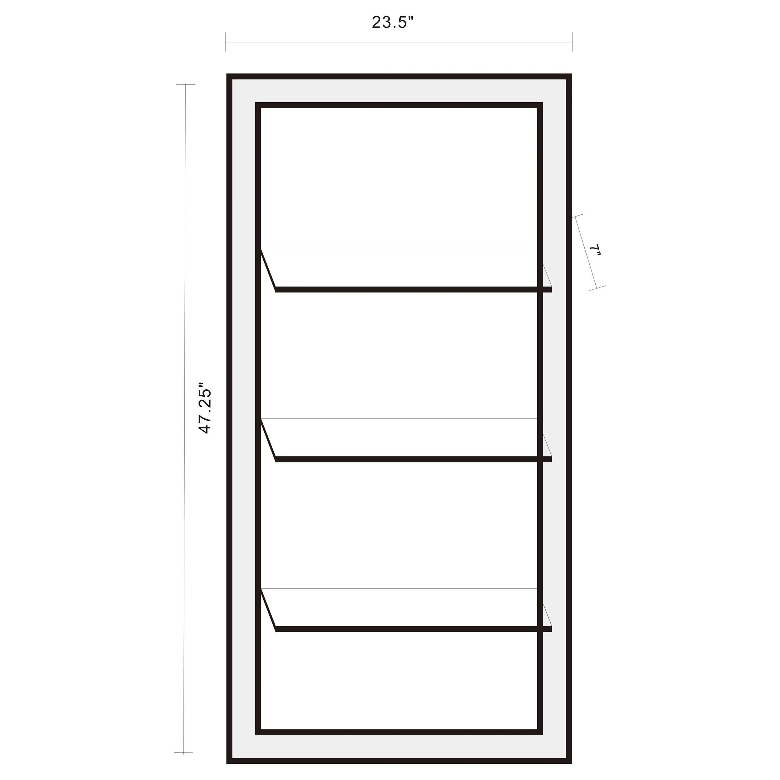 Oriel 24 x 47 Inch Rectangular 3-Shelf Wall Mirror Silver - Image 6