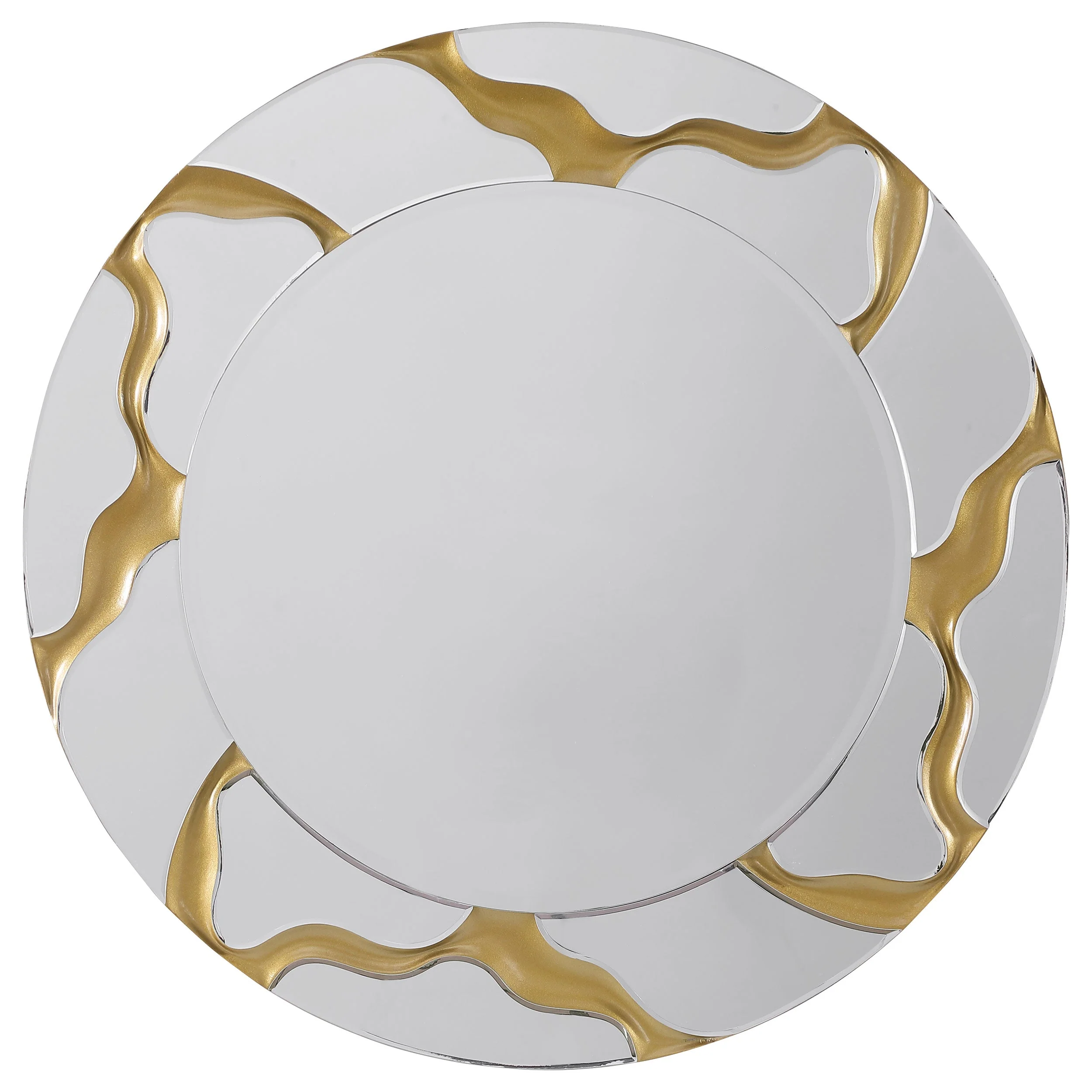 Dorinda 36 x 36 Inch Round Kintsugi Style Wall Mirror Gold - Image 2