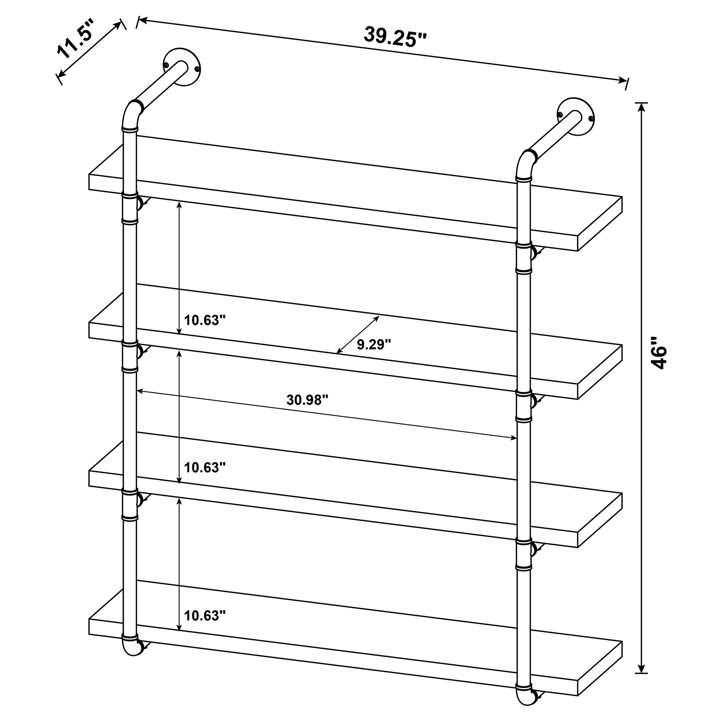 Elmcrest 39-inch 4-shelf Wall Bookshelf - Image 21