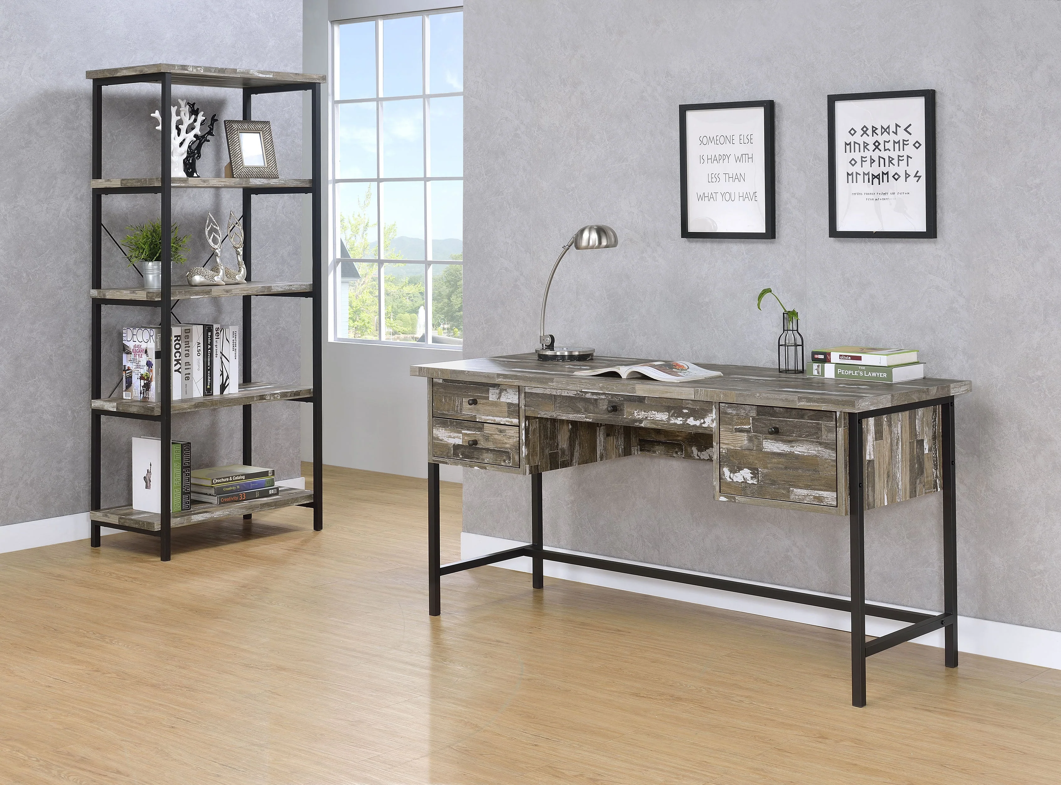 Kemper 59-inch 4-shelf Writing Desk Weathered Brown - Image 7