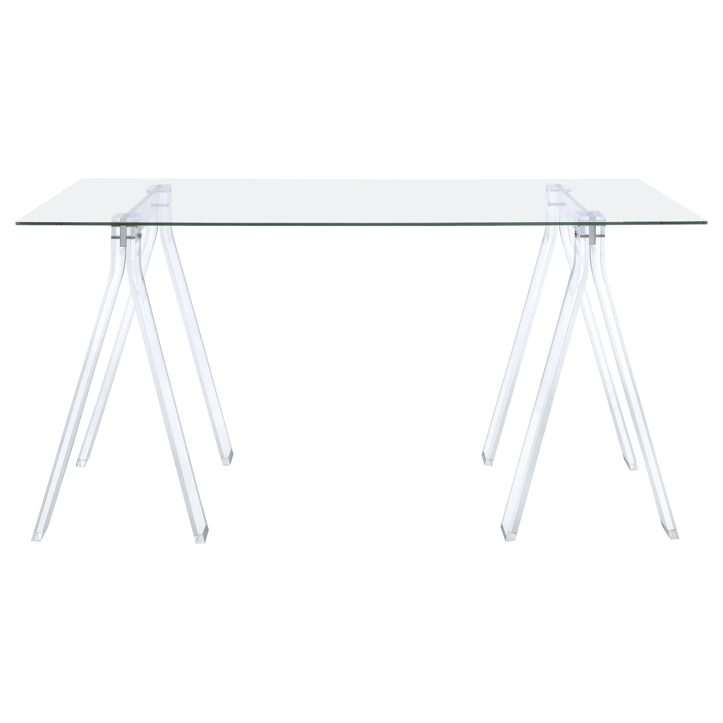 Amaturo 59-inch Glass Top Acrylic Writing Desk Clear - Image 4