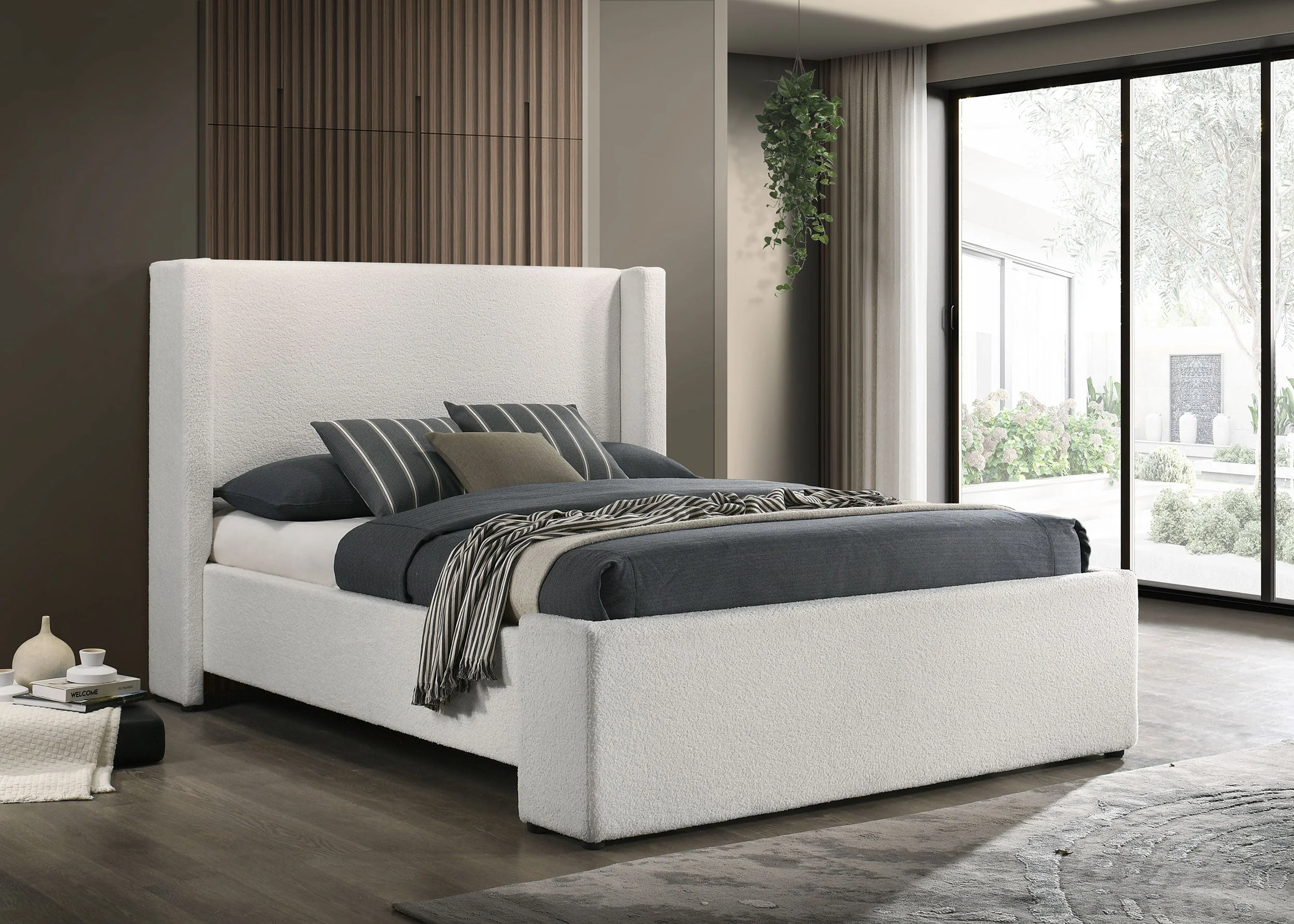 Alamosa Boucle Upholstered Wingback Bed - Image 5