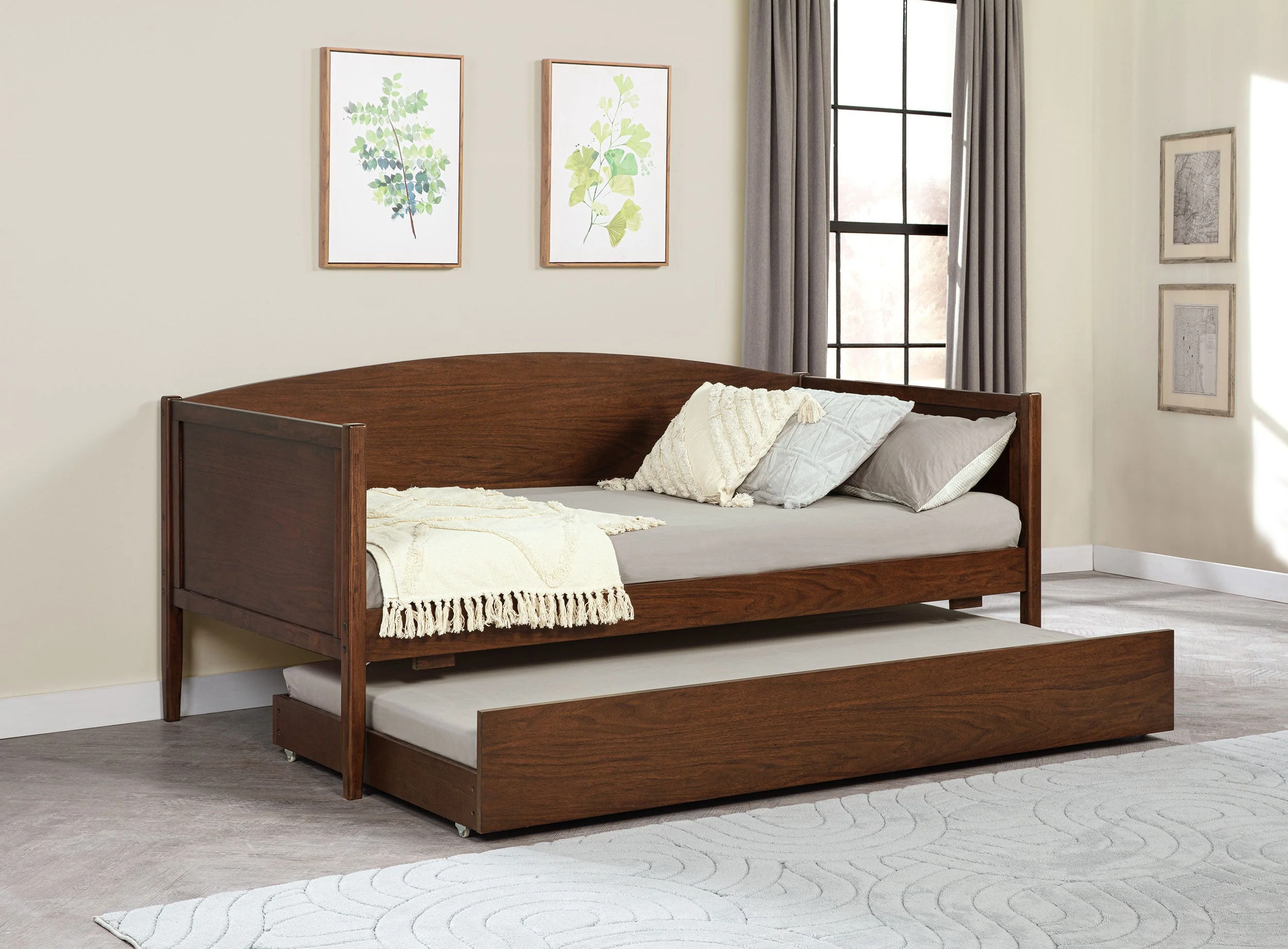 Bozeman Wood Twin Daybed With Trundle Medium Walnut - Image 3