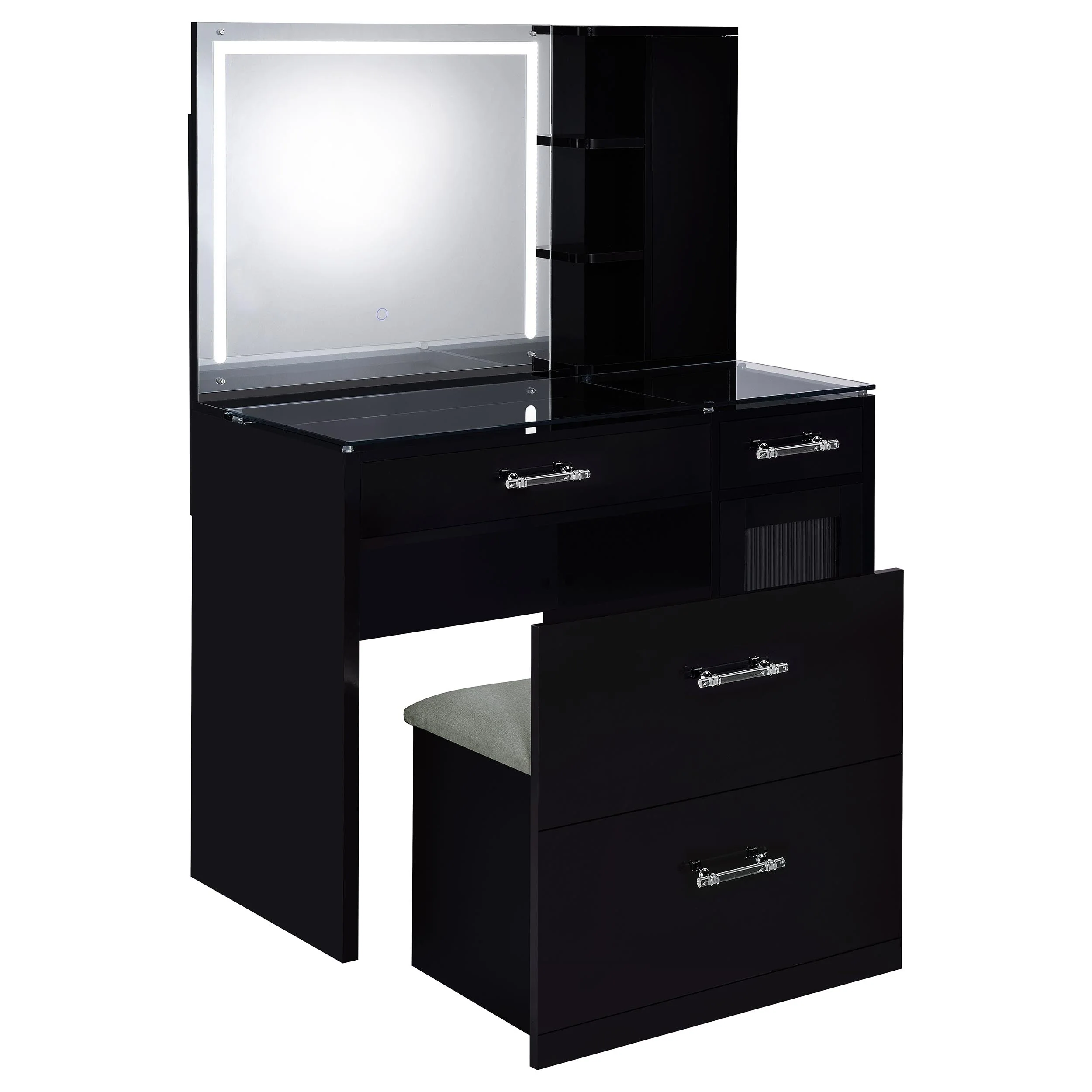 Flora 2-drawer Vanity Set with LED Mirror High Gloss - Image 12